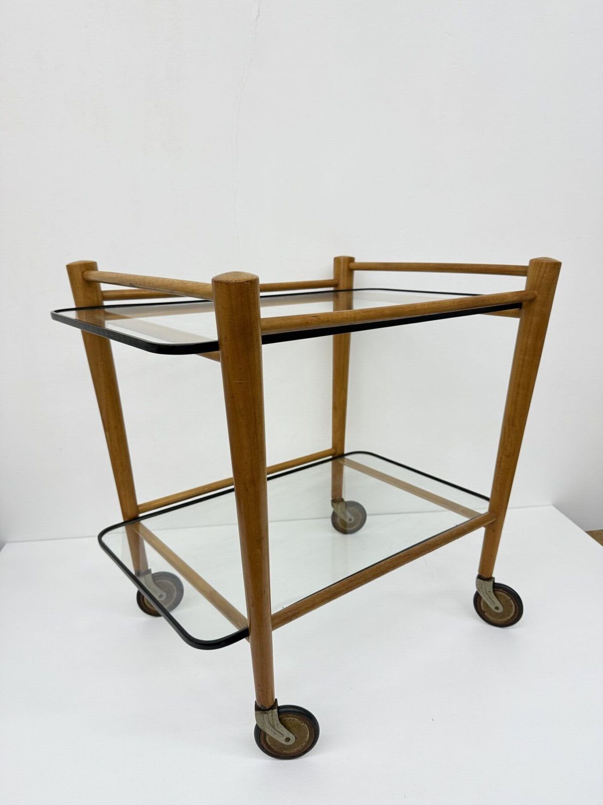 348.0 Coja Culemburg Model 1127 Wooden And Glass Side Table Trolley , 1970s photo