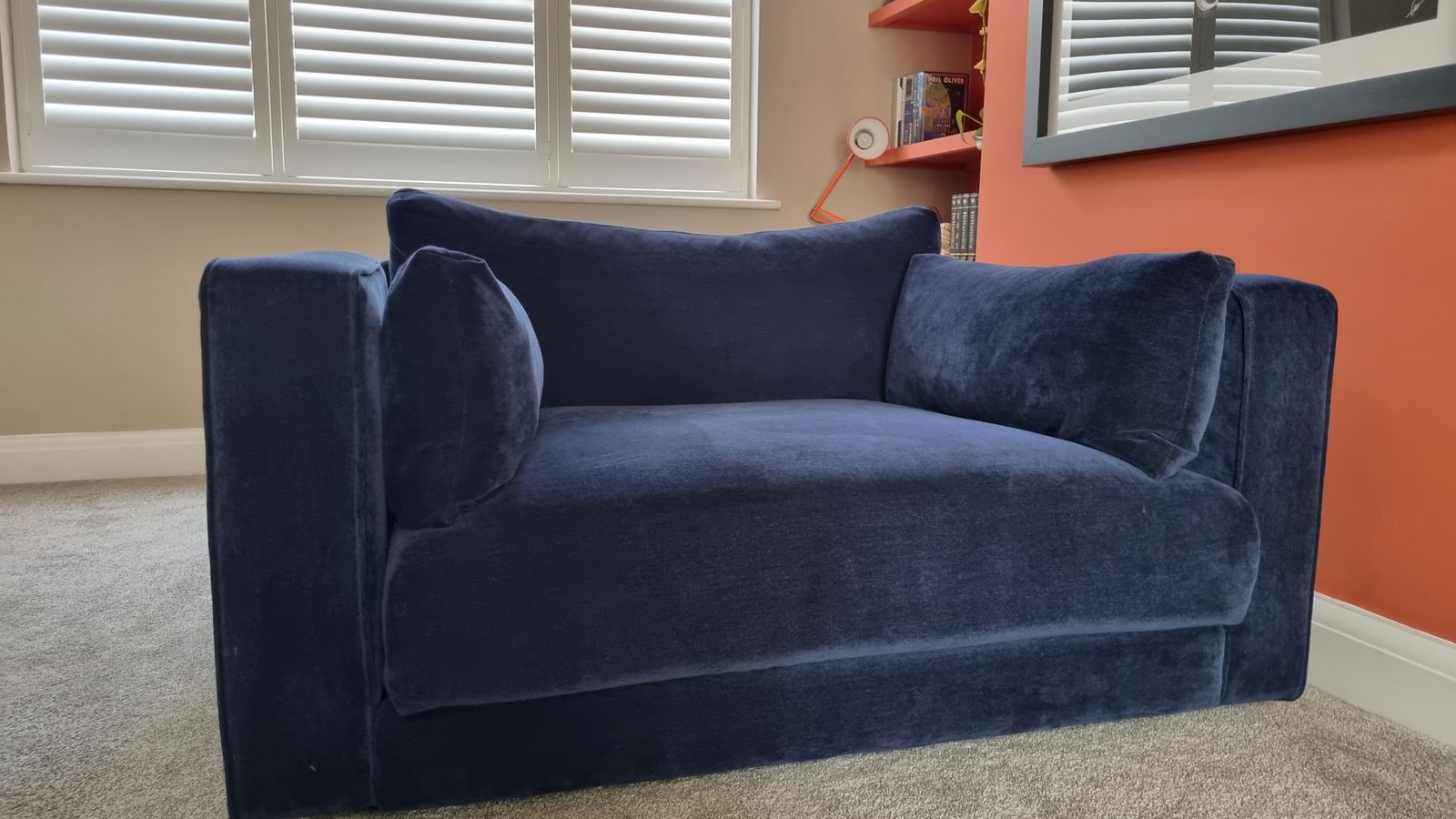 photo furniture Sofology Brantwood Loveseat – Navy Blue Fabric – Excellent Condition – Original Rrp1399