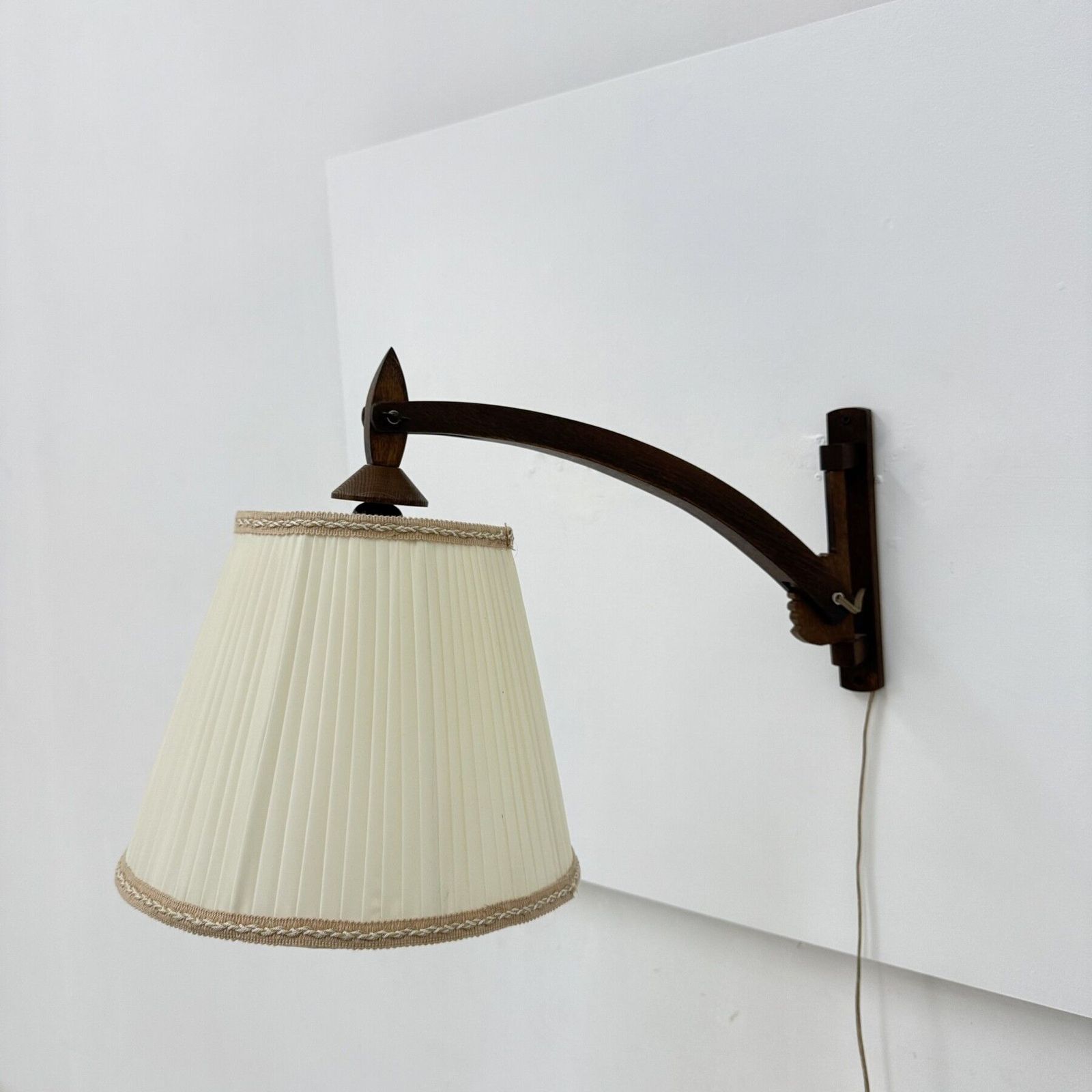 T.J.W Zweers Vintage Oak Wooden Wall Lamp 1950s