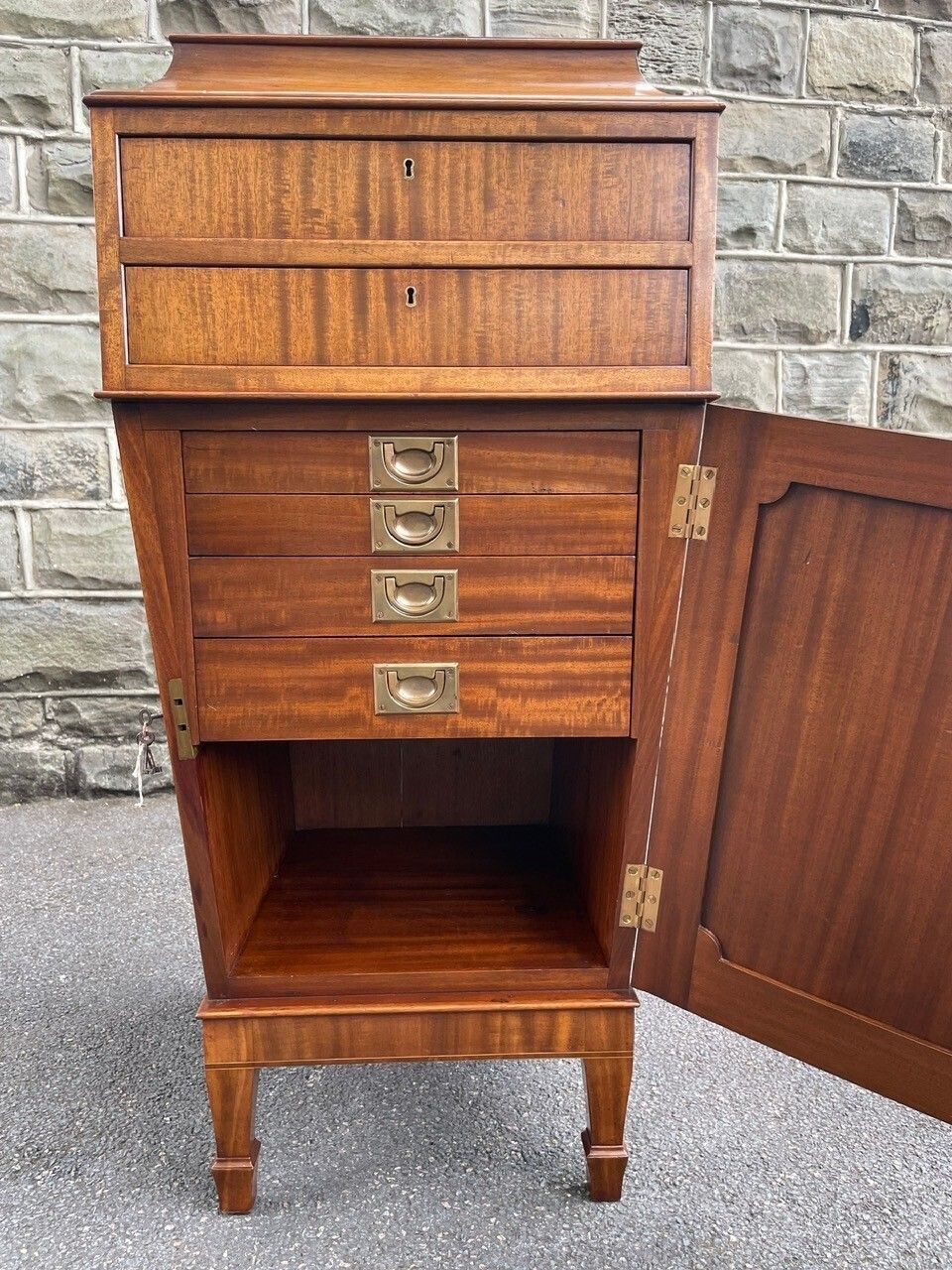 Antique Mahogany Pedestal Collectors Cabinet photo vintage