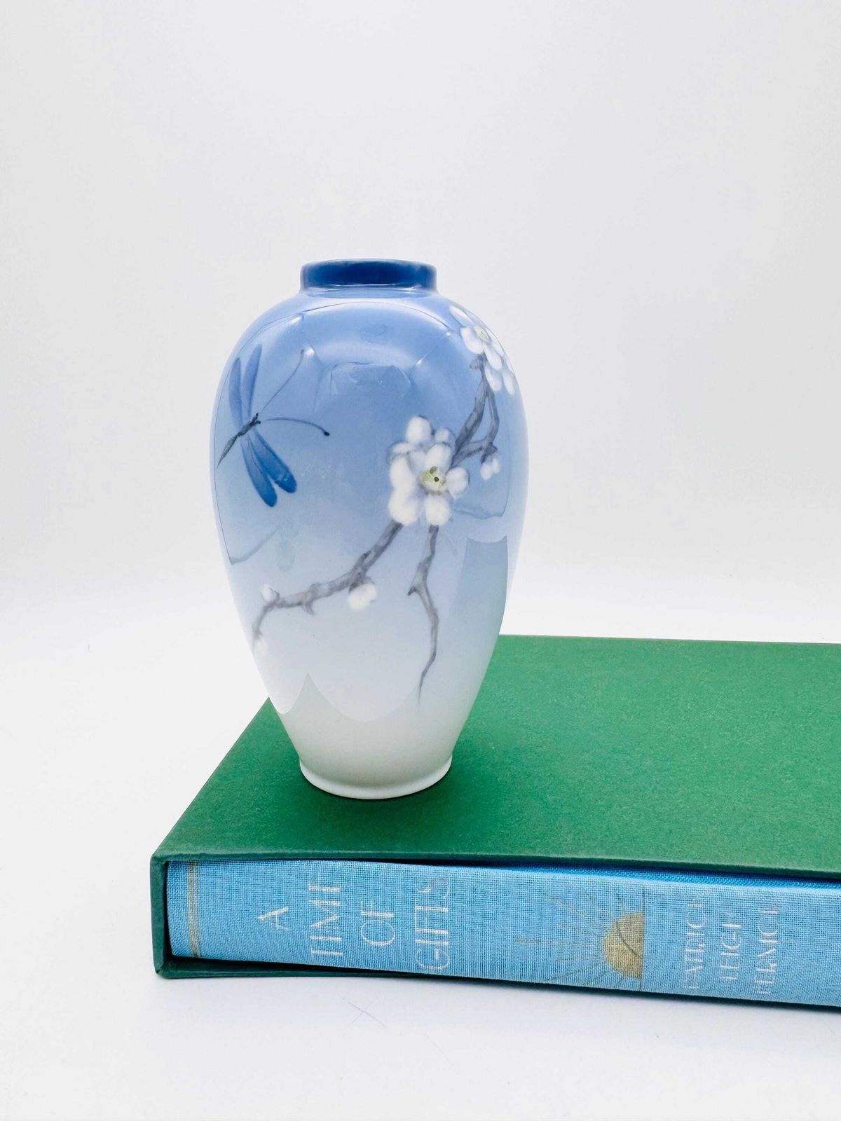 Royal Copenhagen Vase Cherry Blossom And Dragonfly Blue Posy Vase