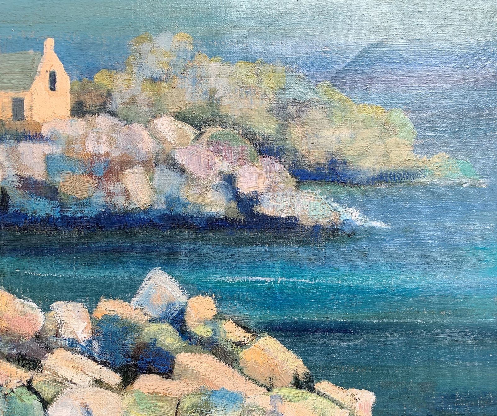 Bretagne Coast Original Modern French Post Impressionistic Oil Painting photo for sale
