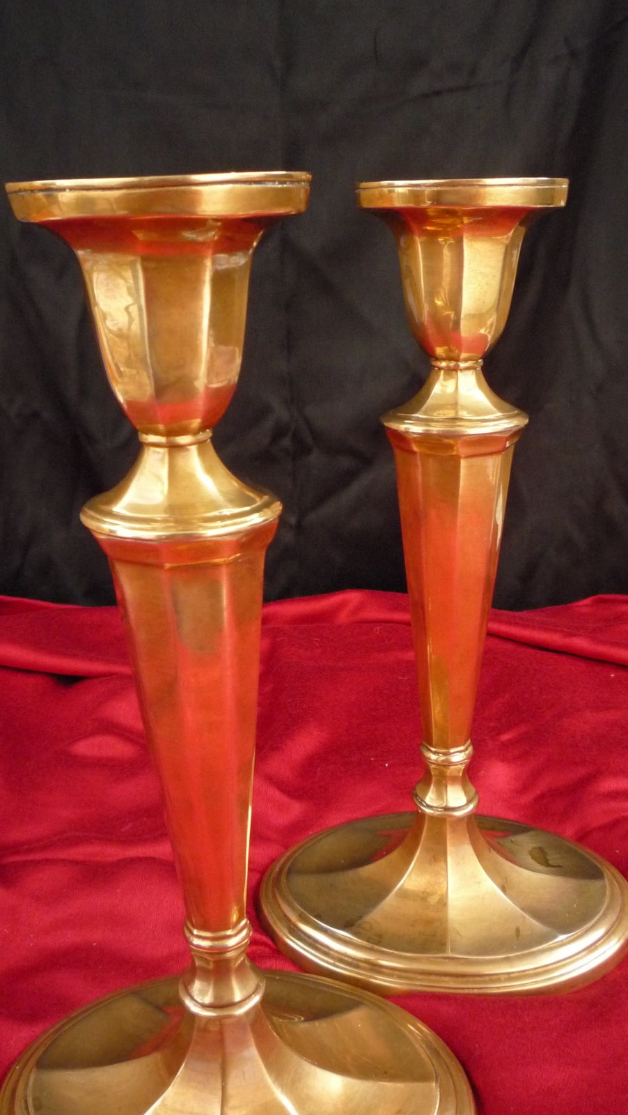 A Pair Of Art Nouveau Brass Candle Sticks photo for sale