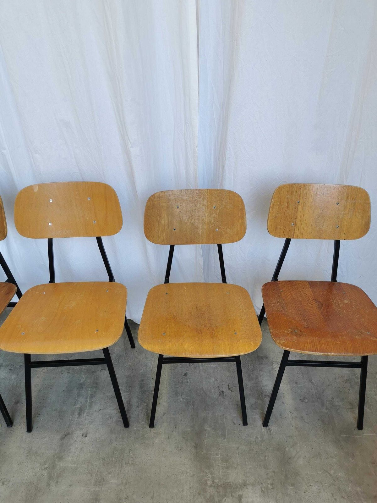 1 Of 7 Vintage School Chairs By Stol Kamnik / 1970s Yugoslavia / Mid Century Wooden And Metal Chairs / Retro Industrial Seating photo vinterior