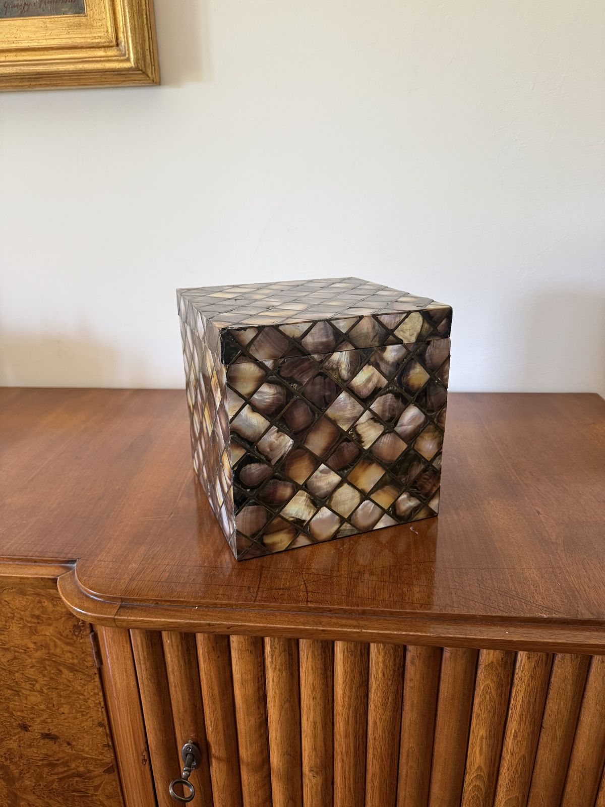 Mid Century Mother Of Pearl Flakes Ice Bucket, Italy 1950s photo buy
