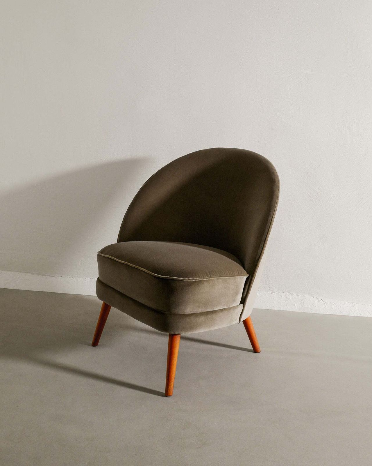 Swedish Mid Century Wooden & Velvet "Asymmetrical Armchair By Arne Norell, 1950s photo for sale