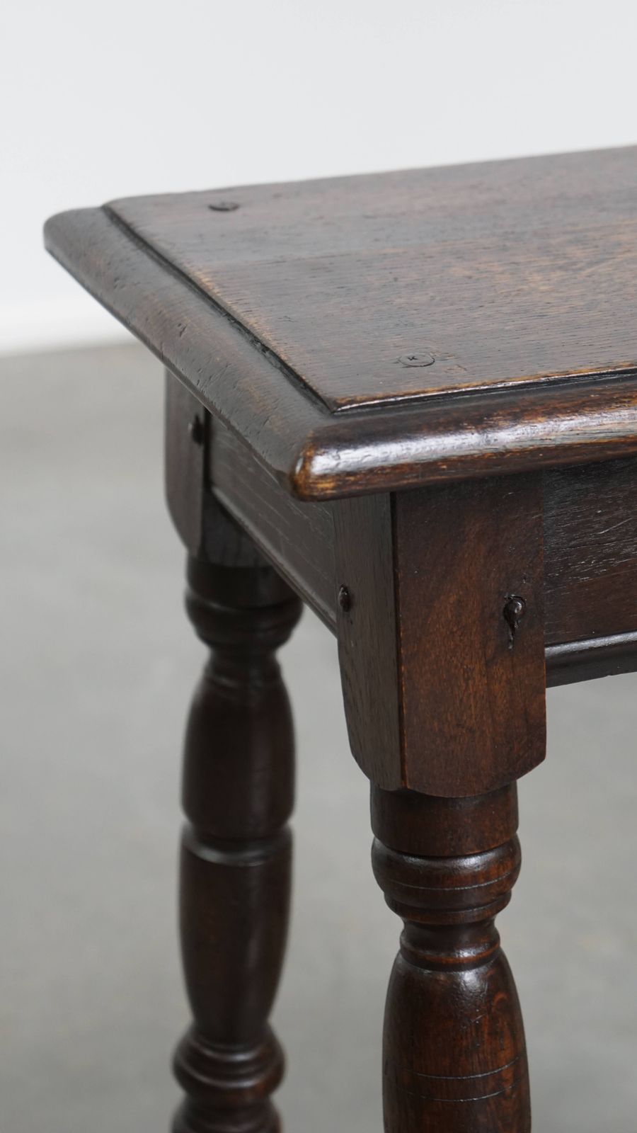 Charming And Timeless Antique English Stool/Joint Stool/Side Table From The 18th Century With Elegant Legs photo vintage