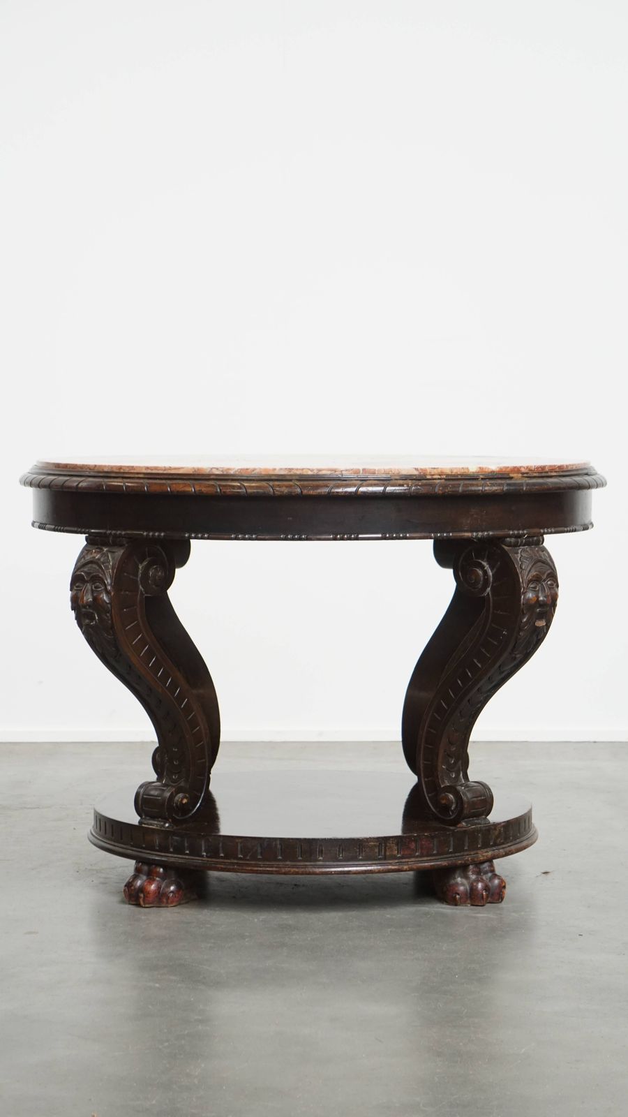 Royal, Antique French Side Table From The Early 1900s With A Beautiful Colored Marble Top photo for sale