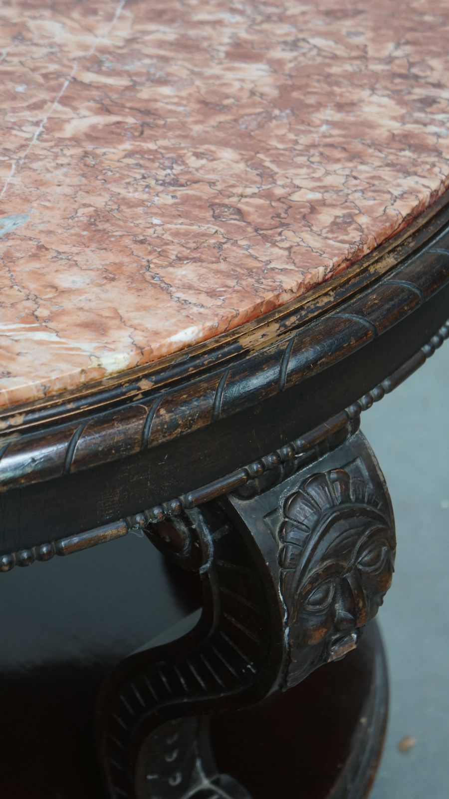 photo furniture Royal, Antique French Side Table From The Early 1900s With A Beautiful Colored Marble Top