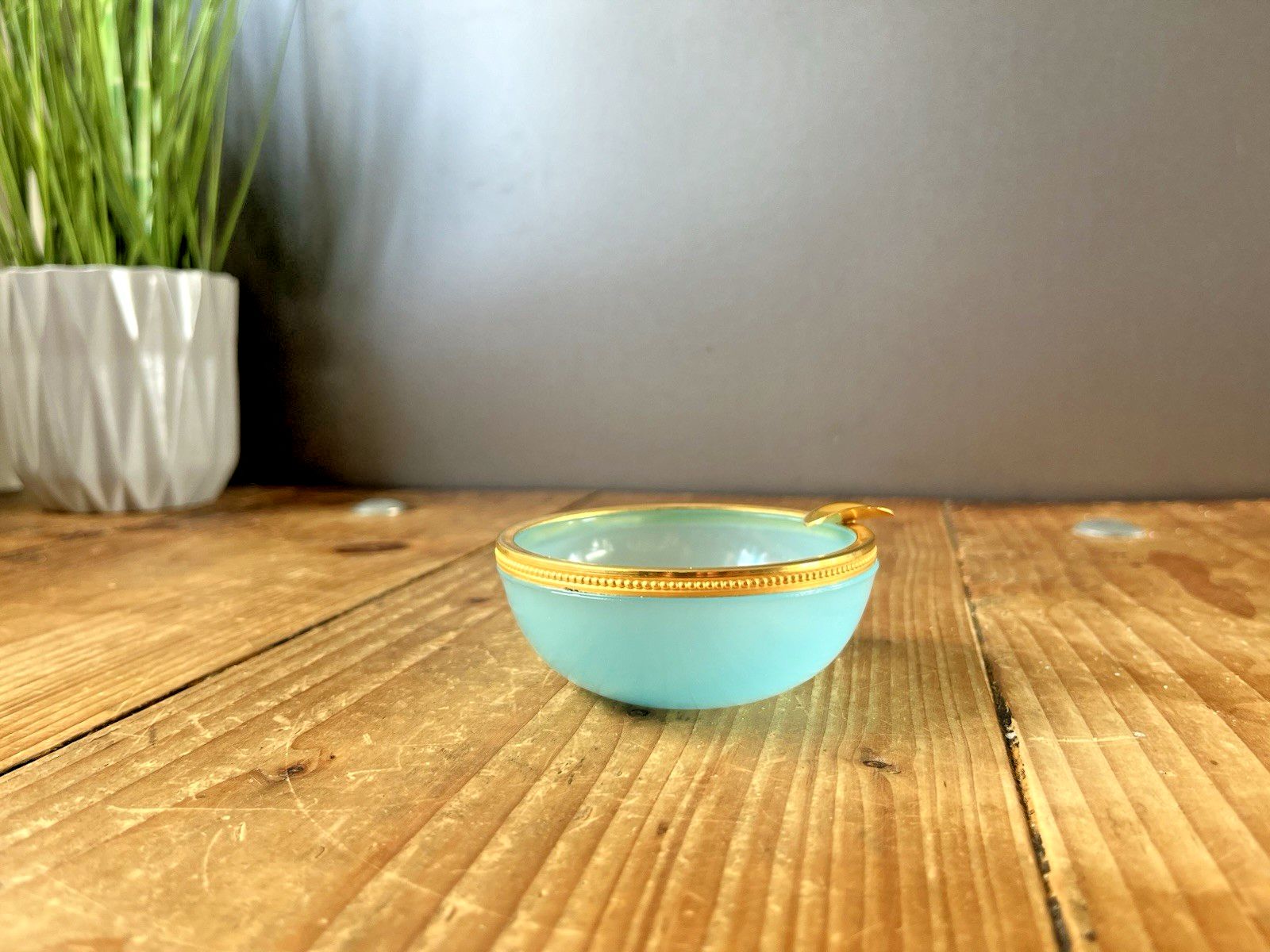 Mid Century Murano Vincenzo Nason Blue Opaline De Venice Glass Ashtray Vintage photo for sale