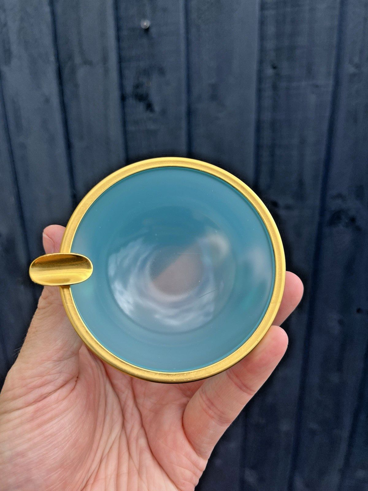 photo for sale Mid Century Murano Vincenzo Nason Blue Opaline De Venice Glass Ashtray Vintage
