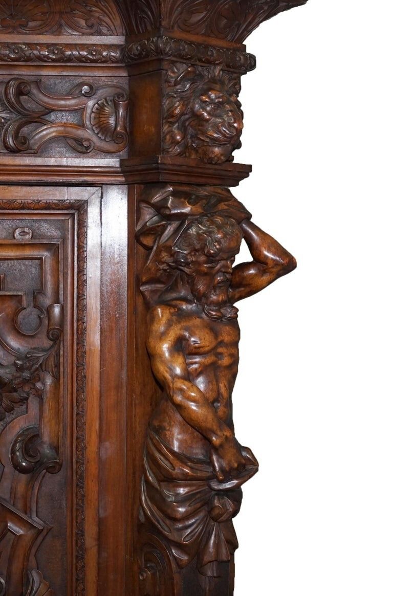 Rare Moses Michelangelo Guggenheim & Pauly Cie Et Venice Antique Carved Armoire photo vinterior