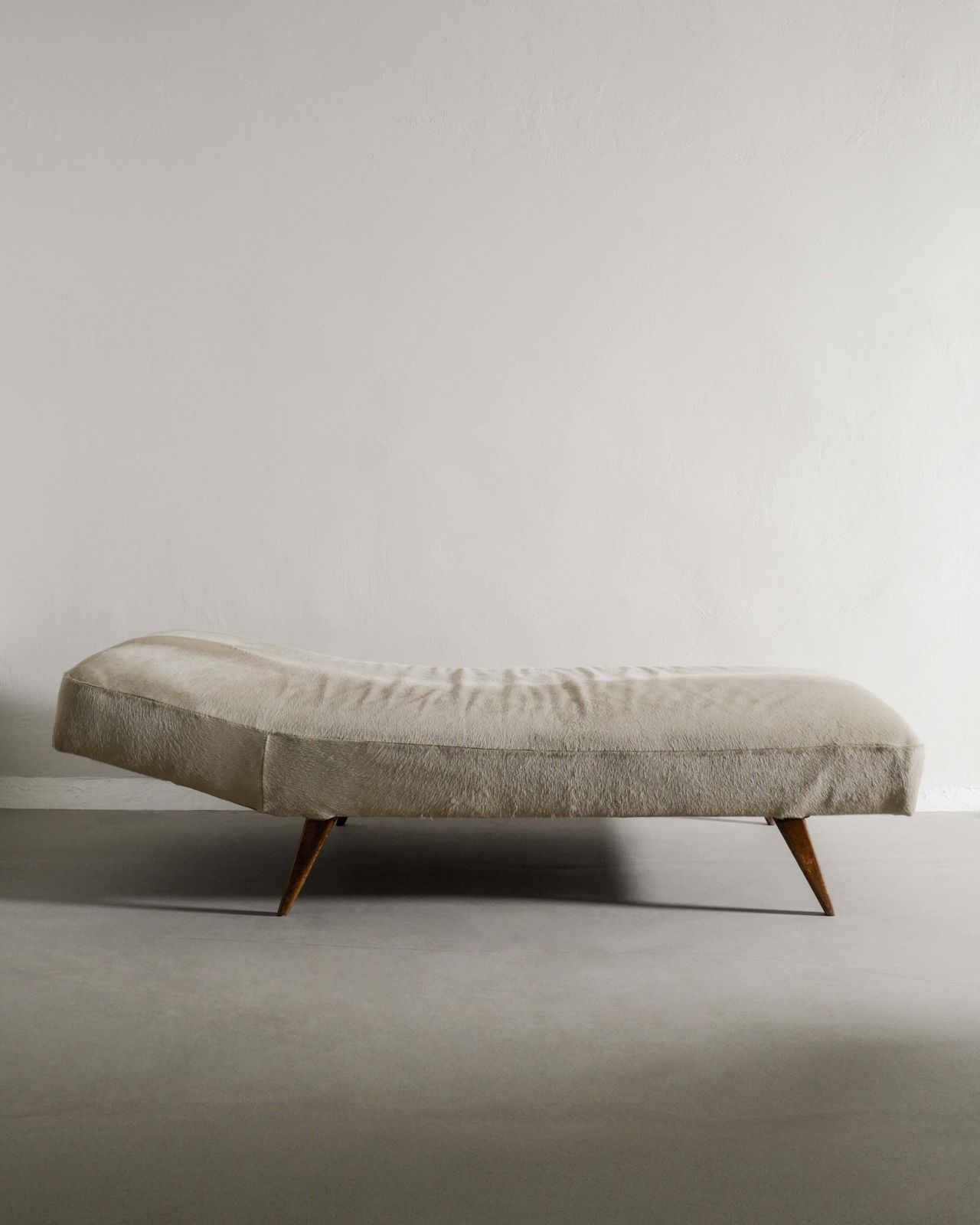 Swedish Mid Century Wooden Daybed In Dark Brown Teak & Beige Hide Upholstery, 1960s photo 6500.0