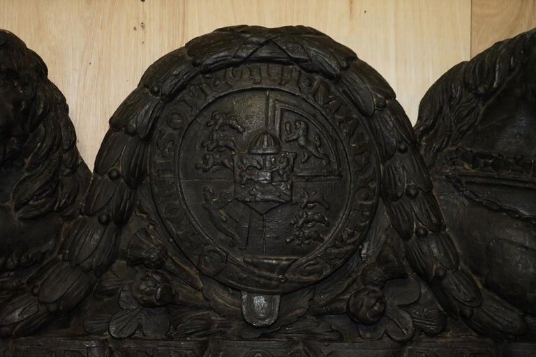 photo for sale Circa 1400 Henry VIII Armorial Coat Of Arms Fire Place Dieu Et Mon Droit Signed
