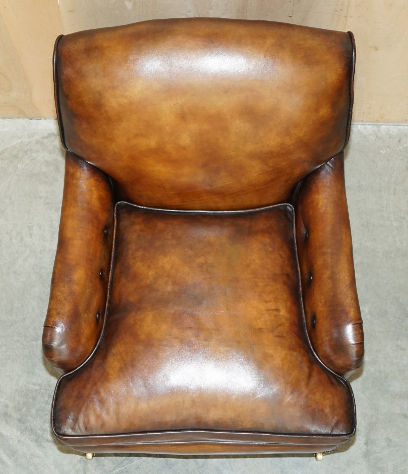 photo buy Fully Restored Pair Of Antique Howard & Son Bridgewater Brown Leather Armchairs