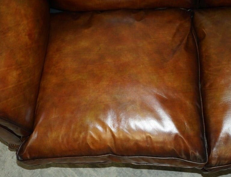 28500.0 Fine Victorian Howard & Son's Claw & Ball Feet Brown Leather Chesterfield Sofa photo