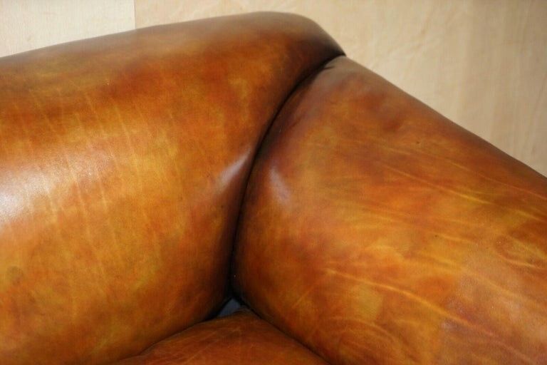 photo buy Fine Victorian Howard & Son's Claw & Ball Feet Brown Leather Chesterfield Sofa