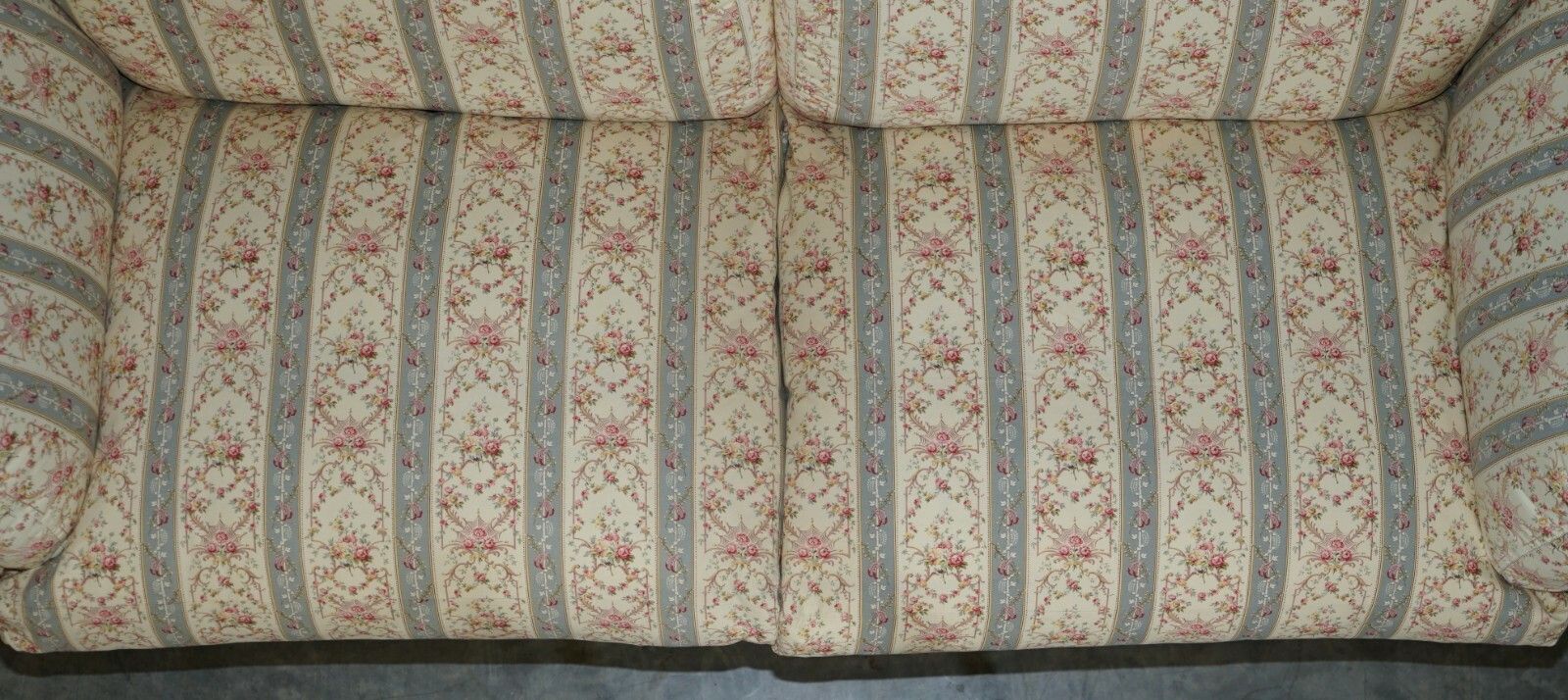 photo for sale Antique Howard & Sons Portarlington Large Sofa Original Ticking Upholstery