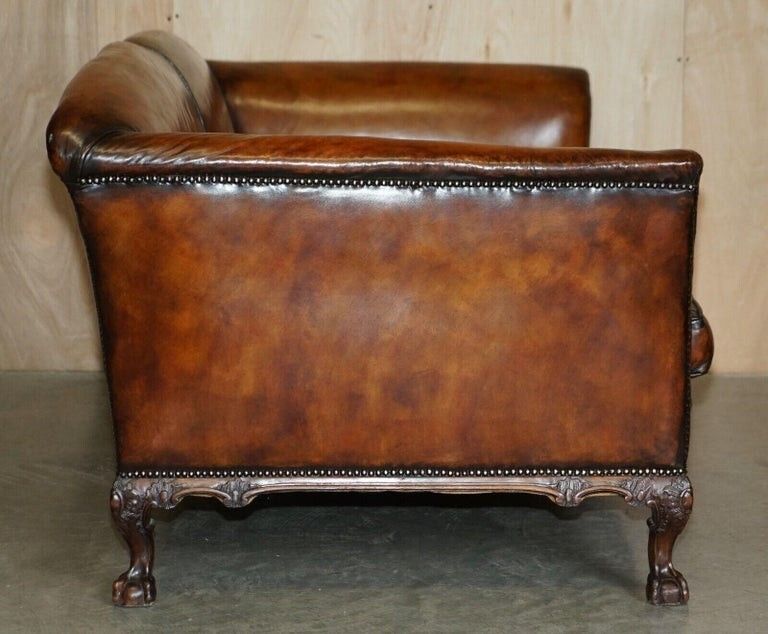 Huge Restored Antique Victorian Howard & Son's Brown Leather Chesterfield Sofa photo vintage