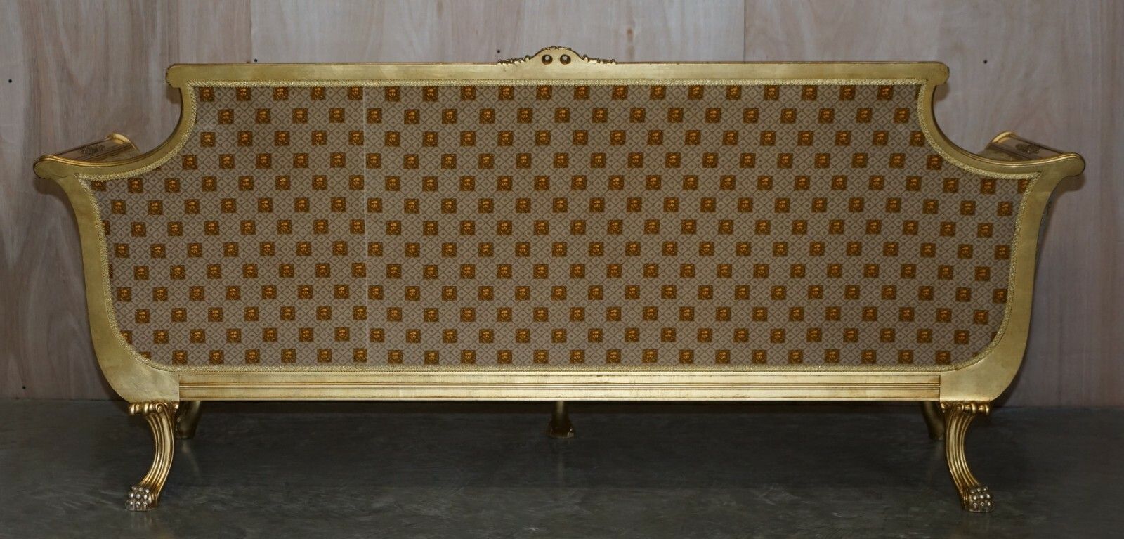 Versace Silk Velvet Upholstered Giltwood Italian Sofa & Pair Of Armchairs Suite photo buy