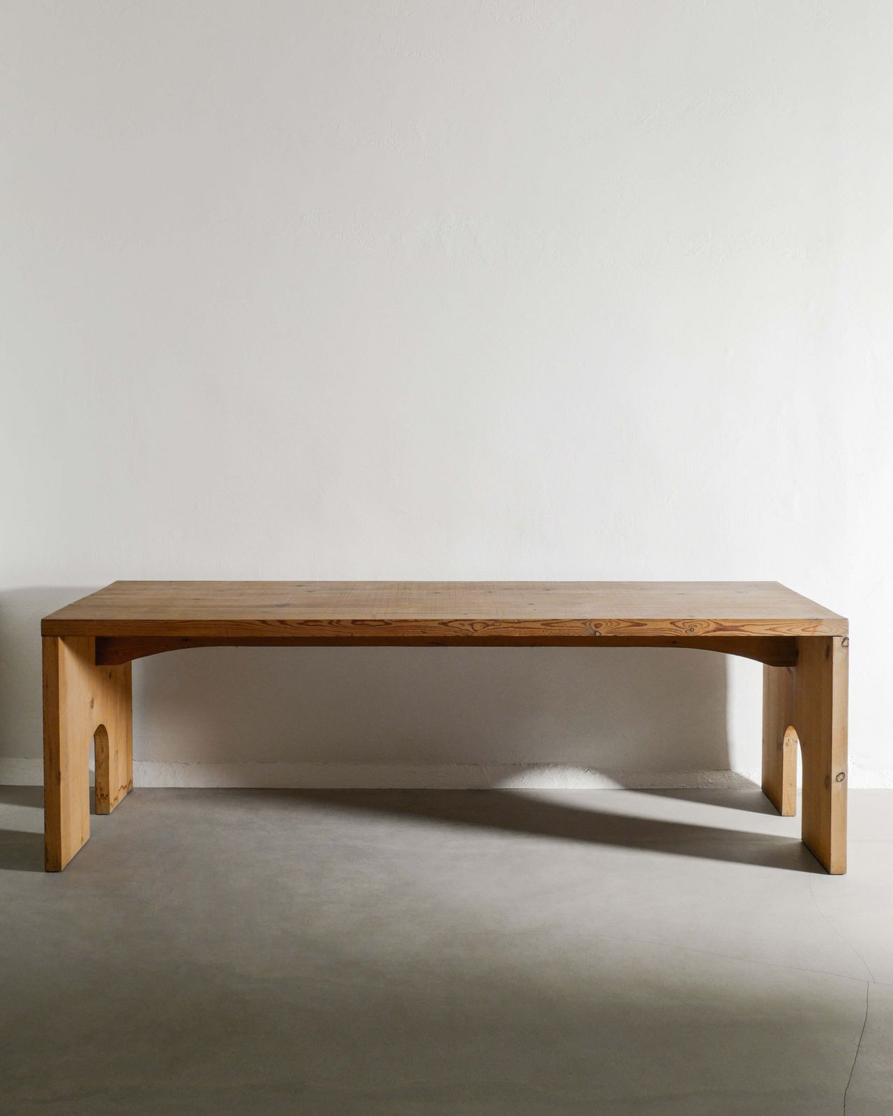 Vintage Italian Mid Century Wooden Dining Table In Stained Pine By Mario Ceroli For Poltronova Italy, 1970s
