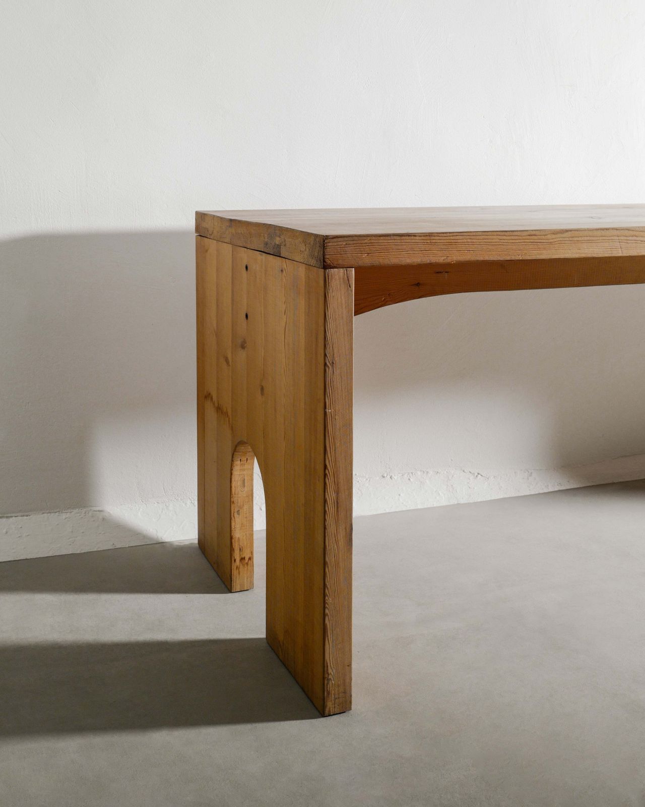 Vintage Italian Mid Century Wooden Dining Table In Stained Pine By Mario Ceroli For Poltronova Italy, 1970s photo for sale