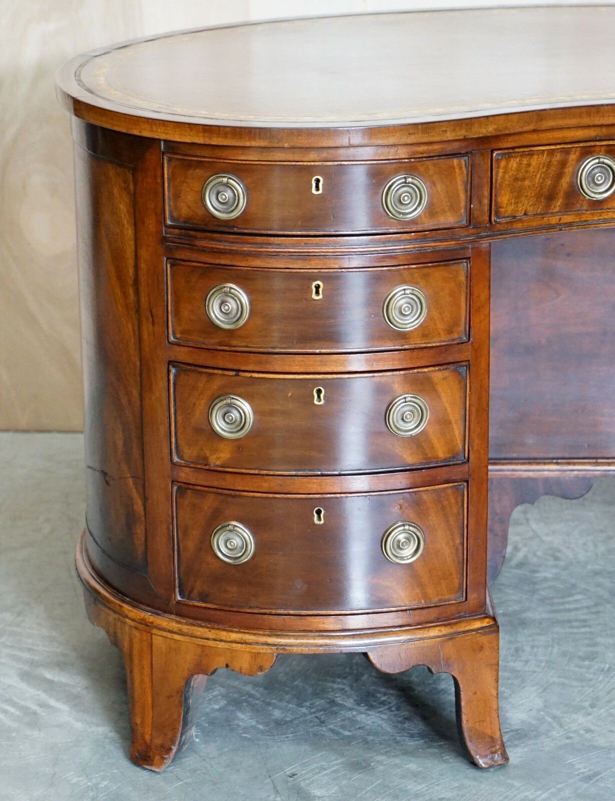 Important Fully Restored Antique Victorian Bookcase Back Leather Top Kidney Desk photo Furniture