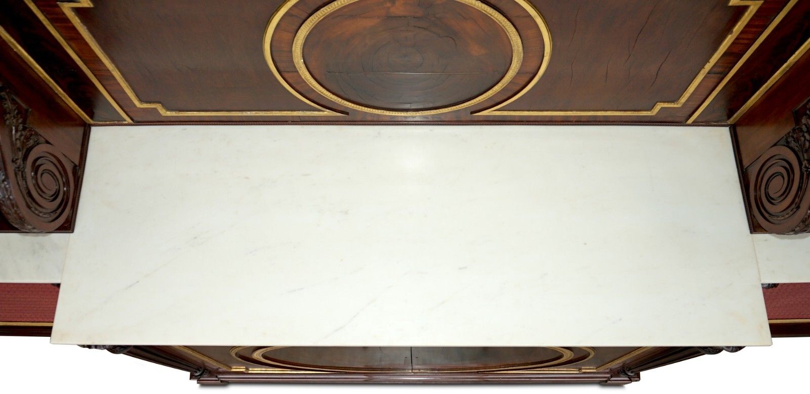 Furniture Important Monumental Antique Regency 5.7 Meter Rosewood Italian Marble Sideboard photo
