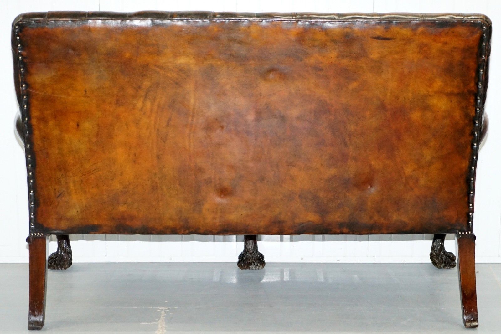 15000.0 Victorian Georgian Irish Brown Leather Chesterfield Sofa Lion Hairy Paw Feet photo