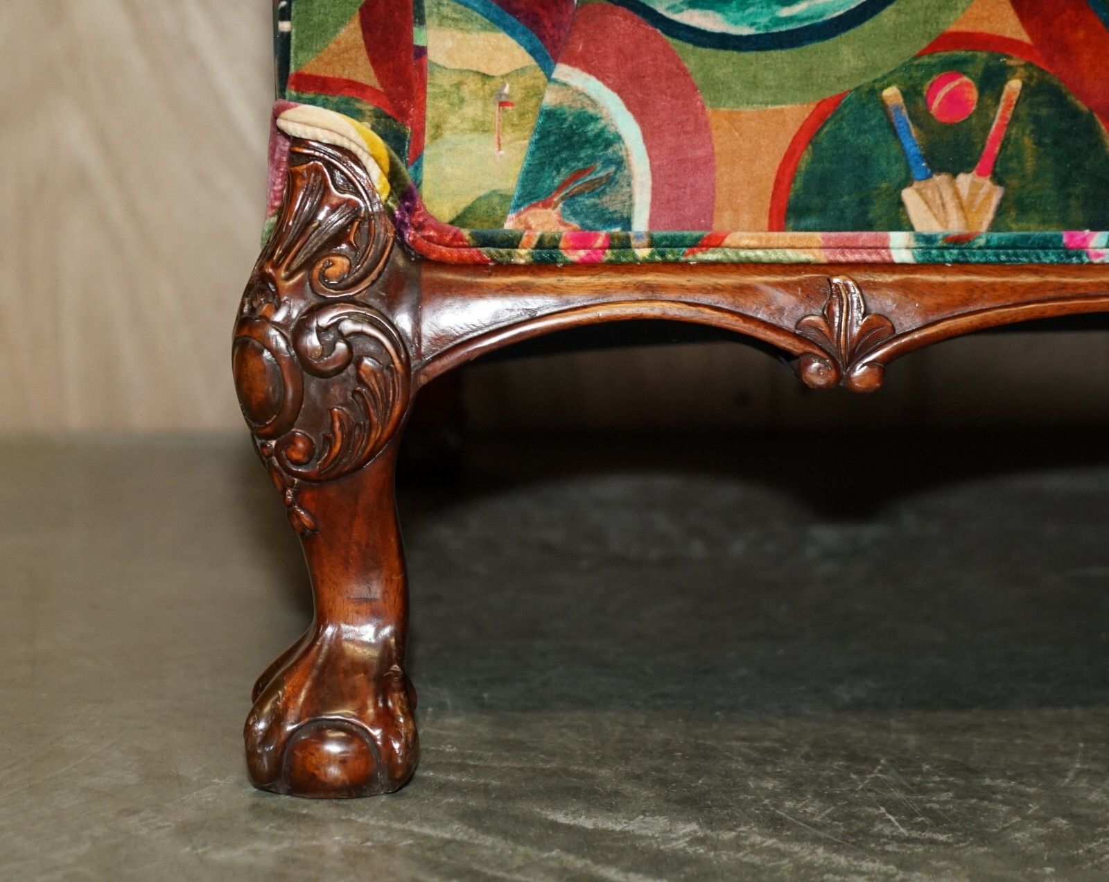 Brand New Mulberry Silk Velvet Sporting Life Howard Style Claw & Ball Feet Sofa photo vinterior