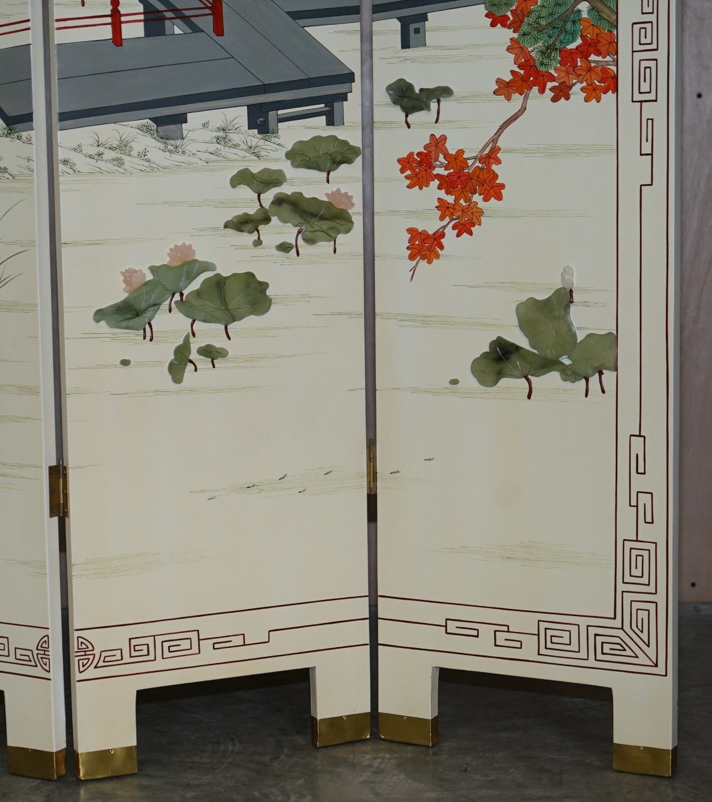 Rare & Collectable Antique Chinese Export Hardstone Folding Screen Room Divider photo Home Decor