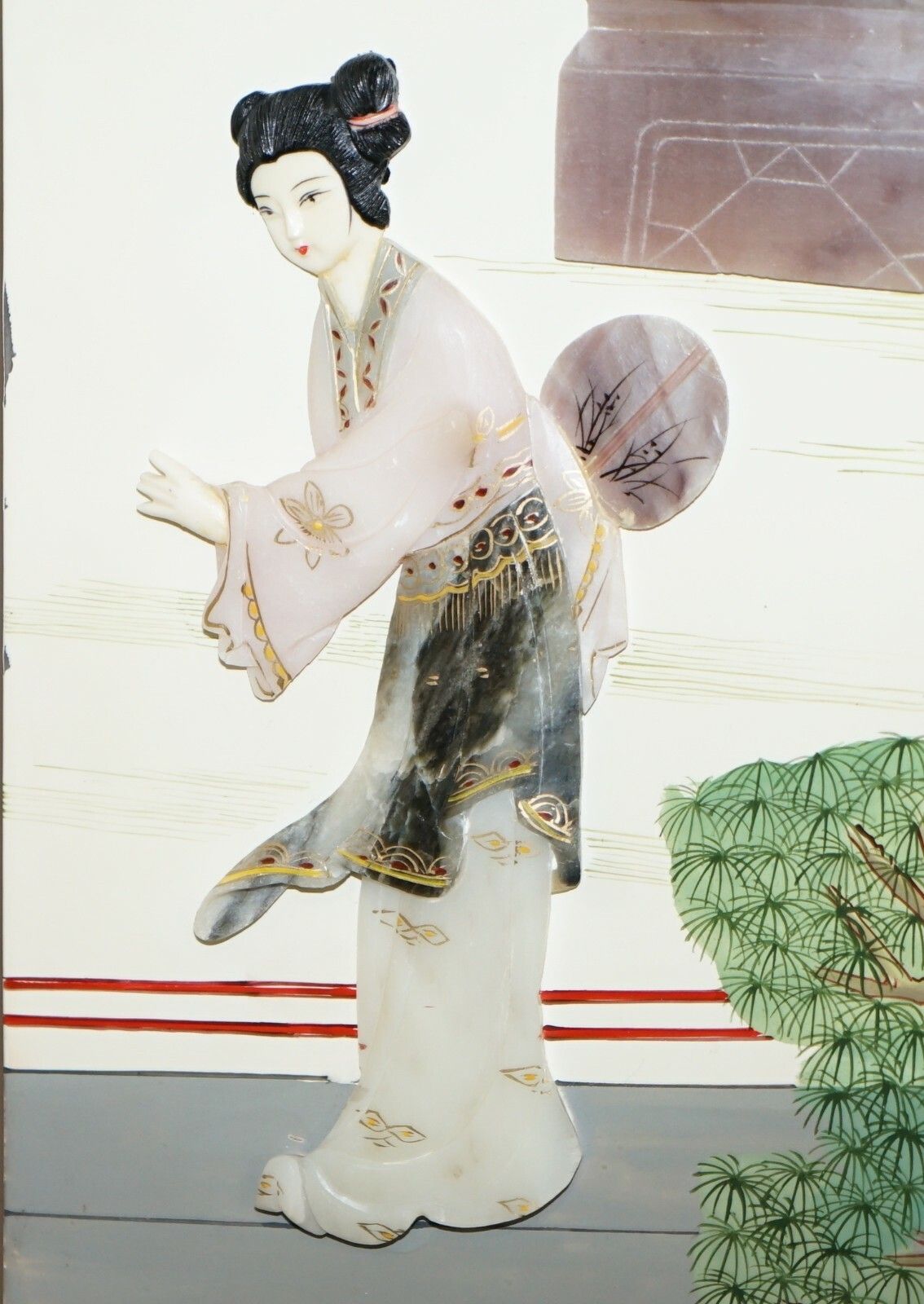 Rare & Collectable Antique Chinese Export Hardstone Folding Screen Room Divider photo vinterior