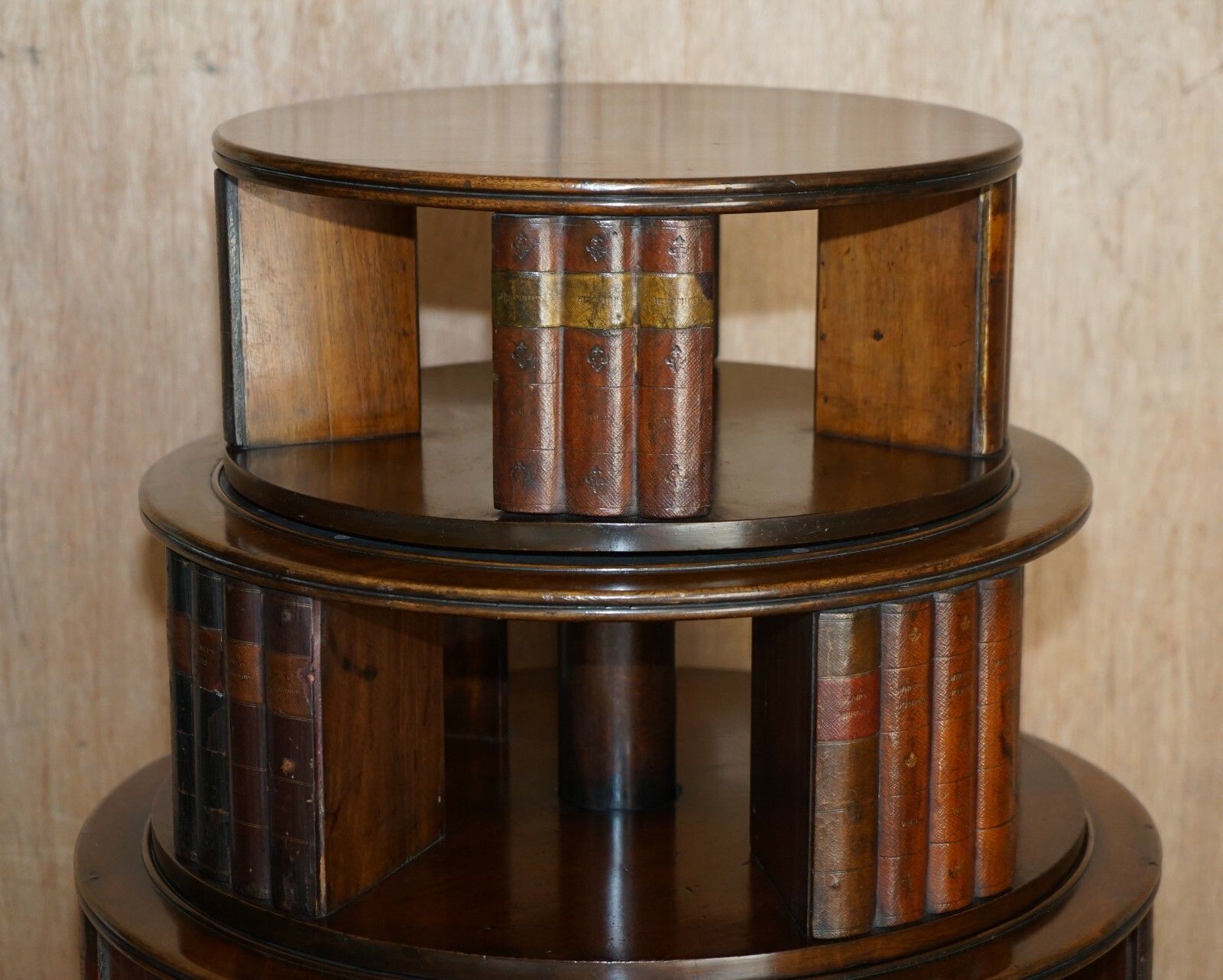 Restored Regency Circa 1810 Revolving Mahogany Library Bookcase With Faux Books photo 14000.0