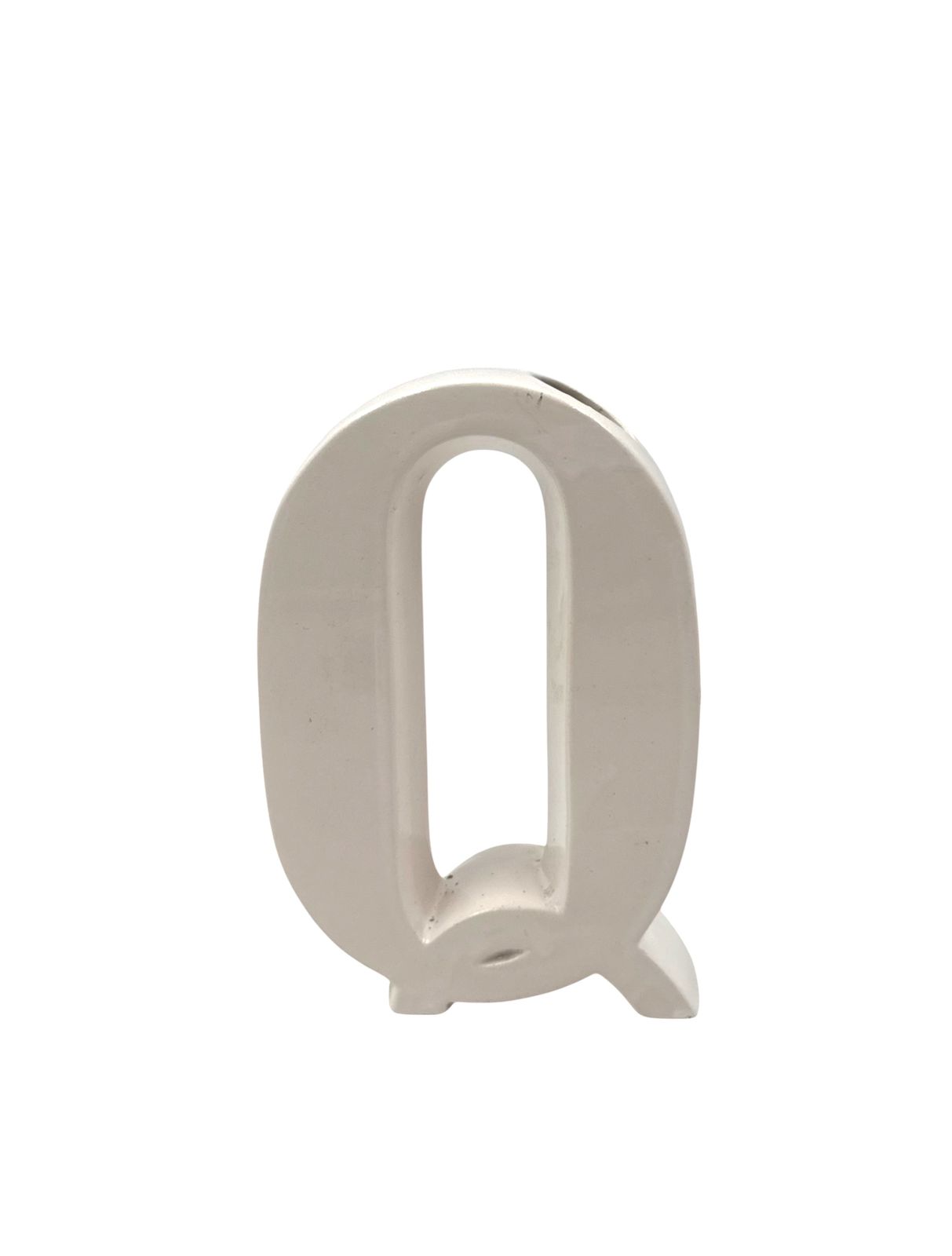 Space Age White Q Letter Shaped Ceramic Solifleur Vase, Marcel Radureau France Ca. 1970 photo Home Decor