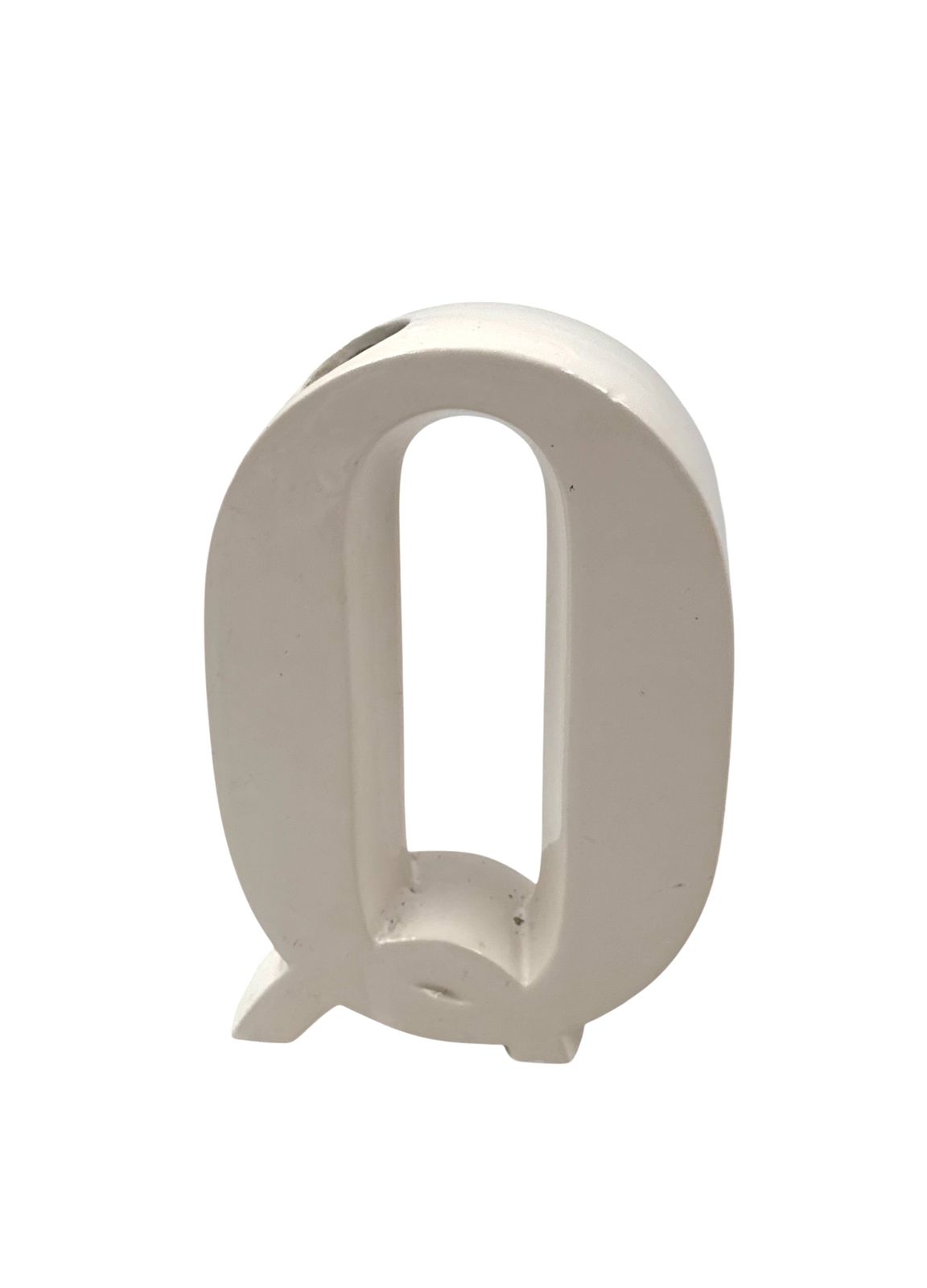 Space Age White Q Letter Shaped Ceramic Solifleur Vase, Marcel Radureau France Ca. 1970 photo 120.0