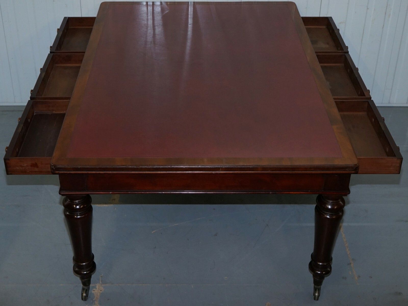 Furniture Rare Victorian Holland And Sons Double Sided Mahogany Partner Desk Writing Table photo