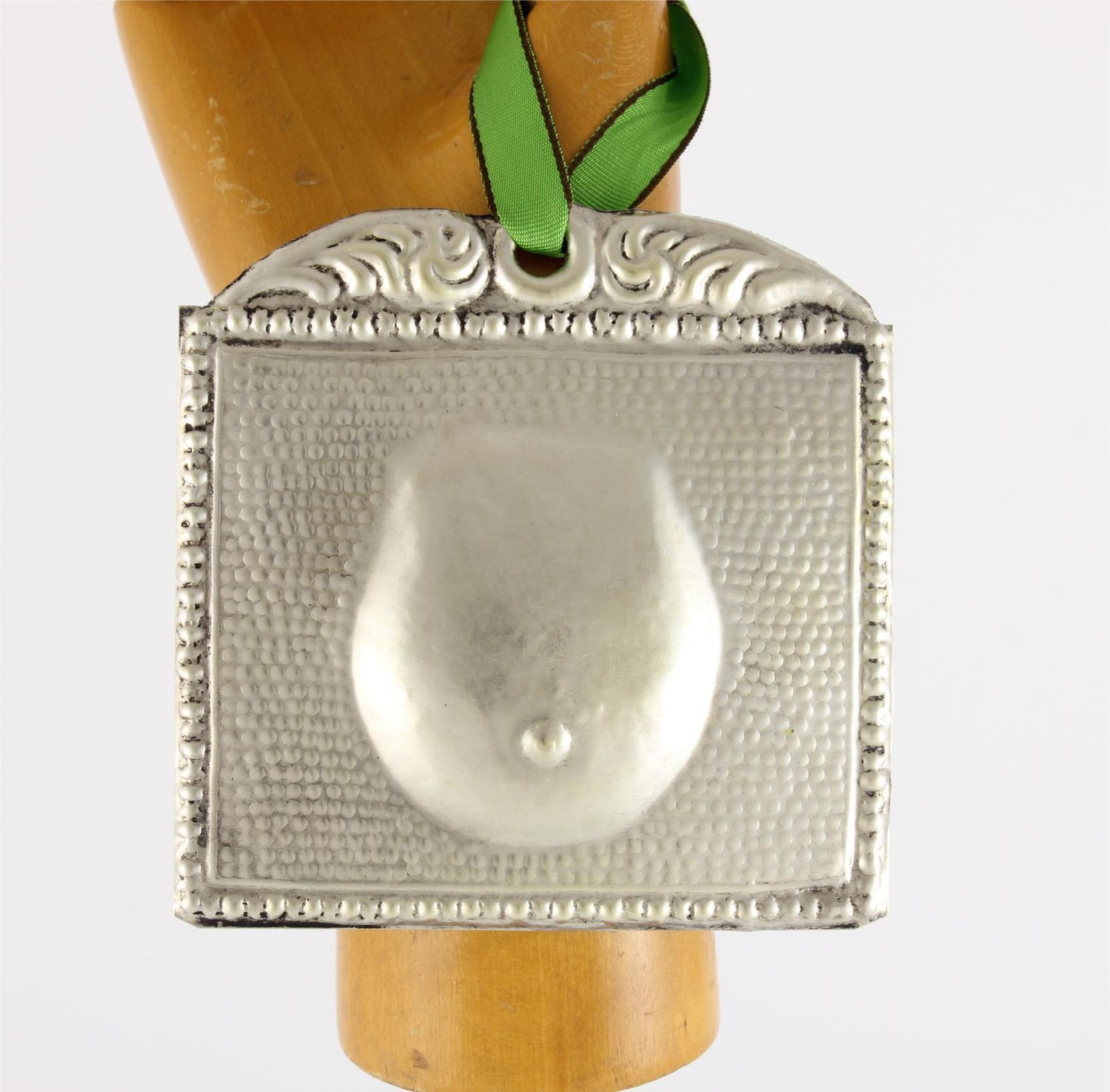 Silver Plate Ladies Pregnant Belly Ex Voto. Religious Votive Offering.