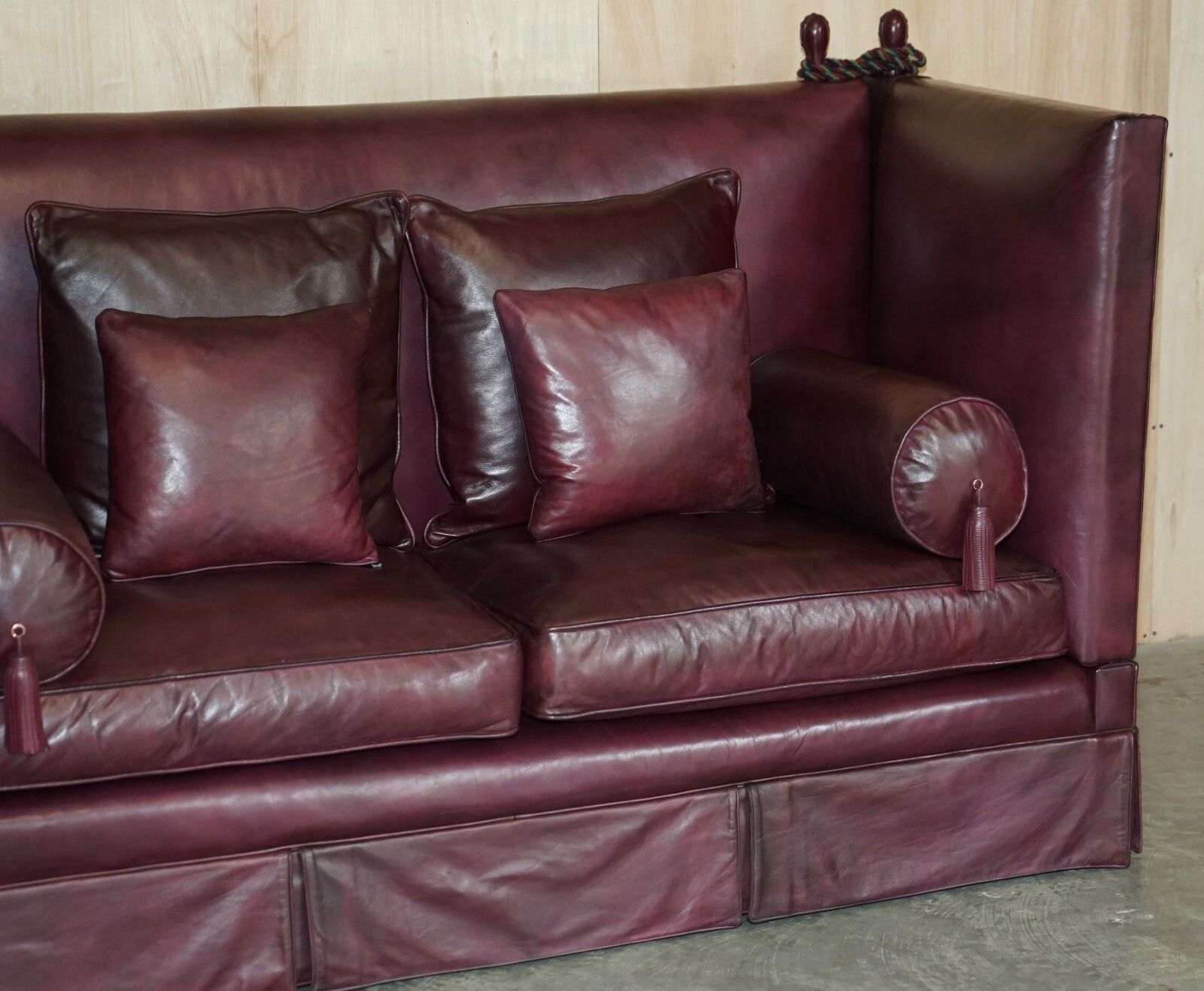 Fully Restored Antique Victorian Oxblood Knole Sofa Feather Filled Cushions photo Furniture