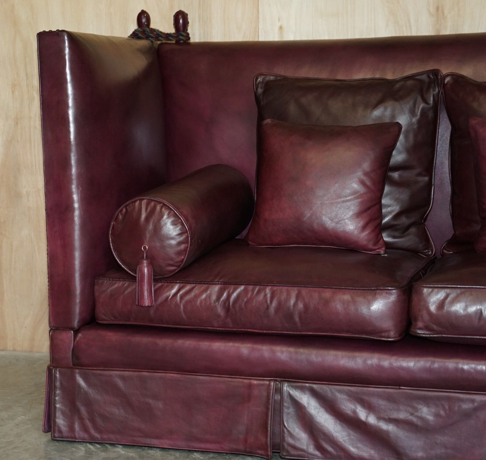 Fully Restored Antique Victorian Oxblood Knole Sofa Feather Filled Cushions photo 12500.0