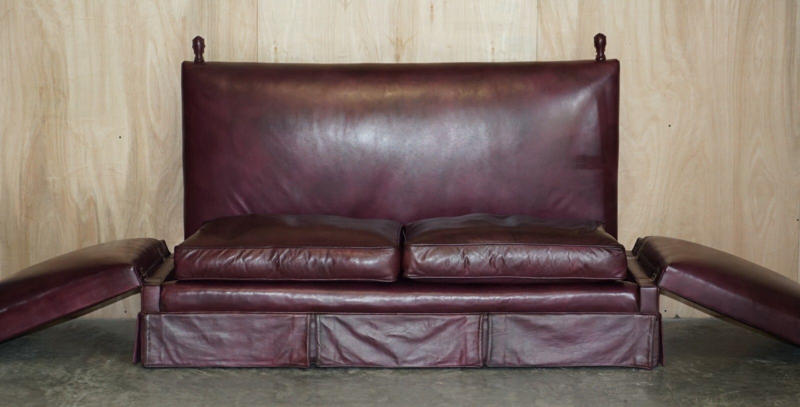 Furniture Fully Restored Antique Victorian Oxblood Knole Sofa Feather Filled Cushions photo