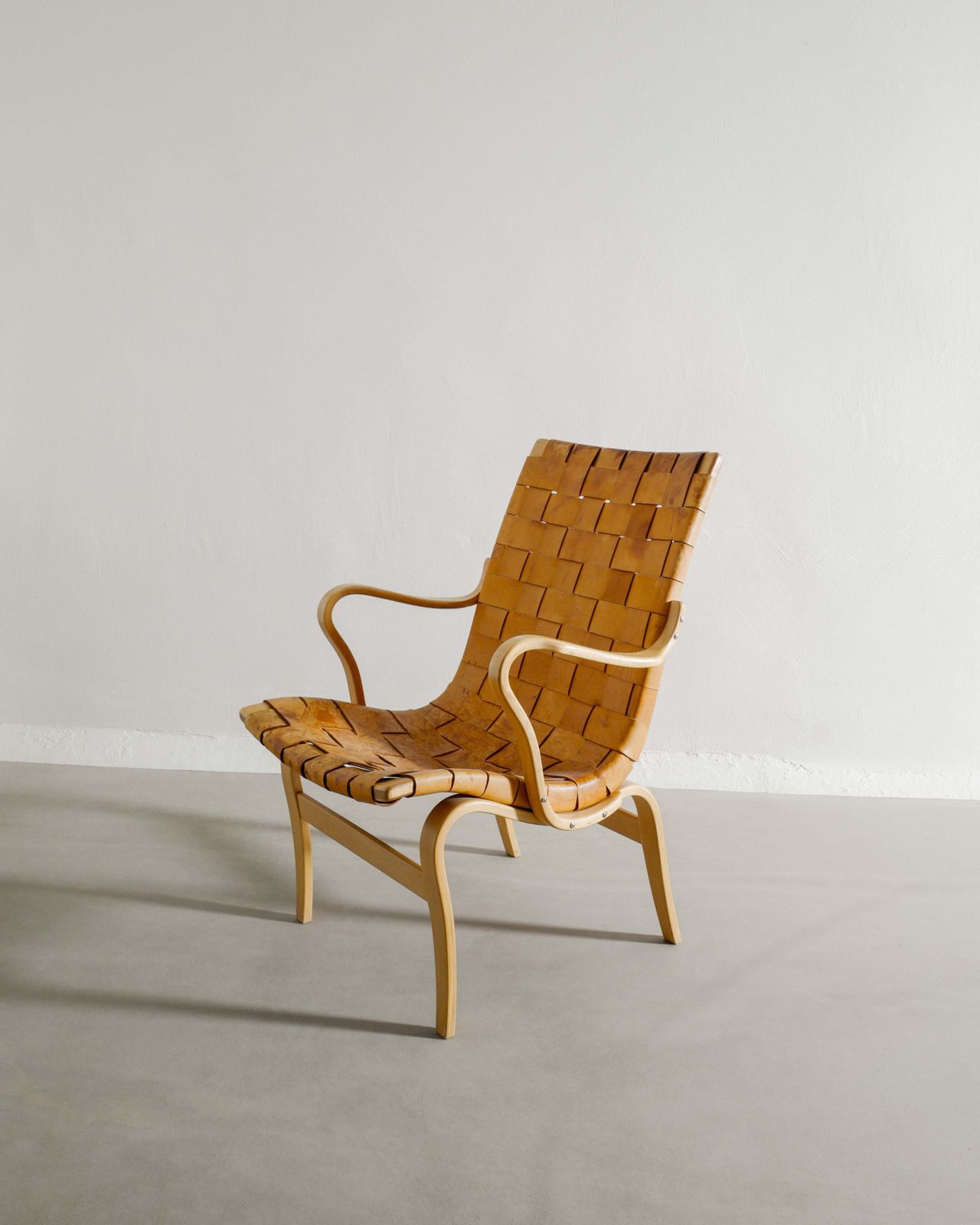 A Pair Of Swedish Mid Century Wooden "Eva" Armchairs In Birch & Patinated Leather By Bruno Mathsson, 1970s photo 6000.0