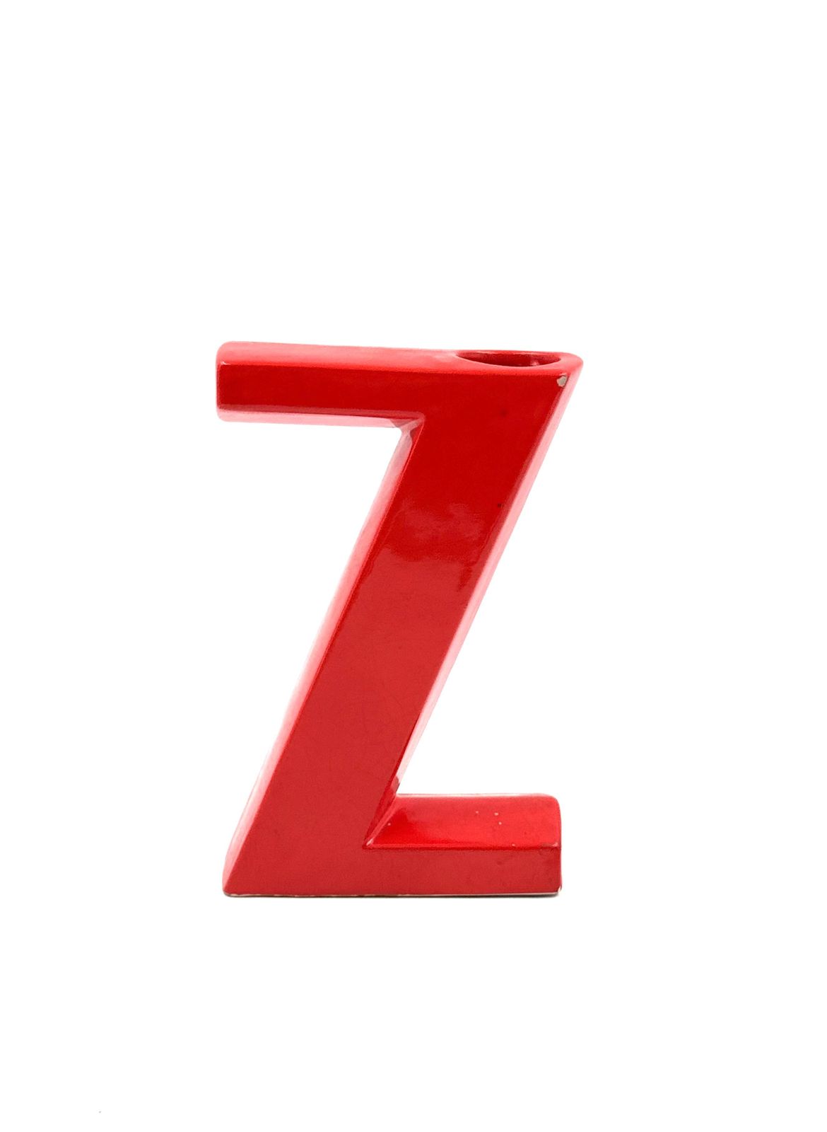 Space Age Red Z Letter Shaped Ceramic Solifleur Vase, Marcel Radureau France Ca. 1970