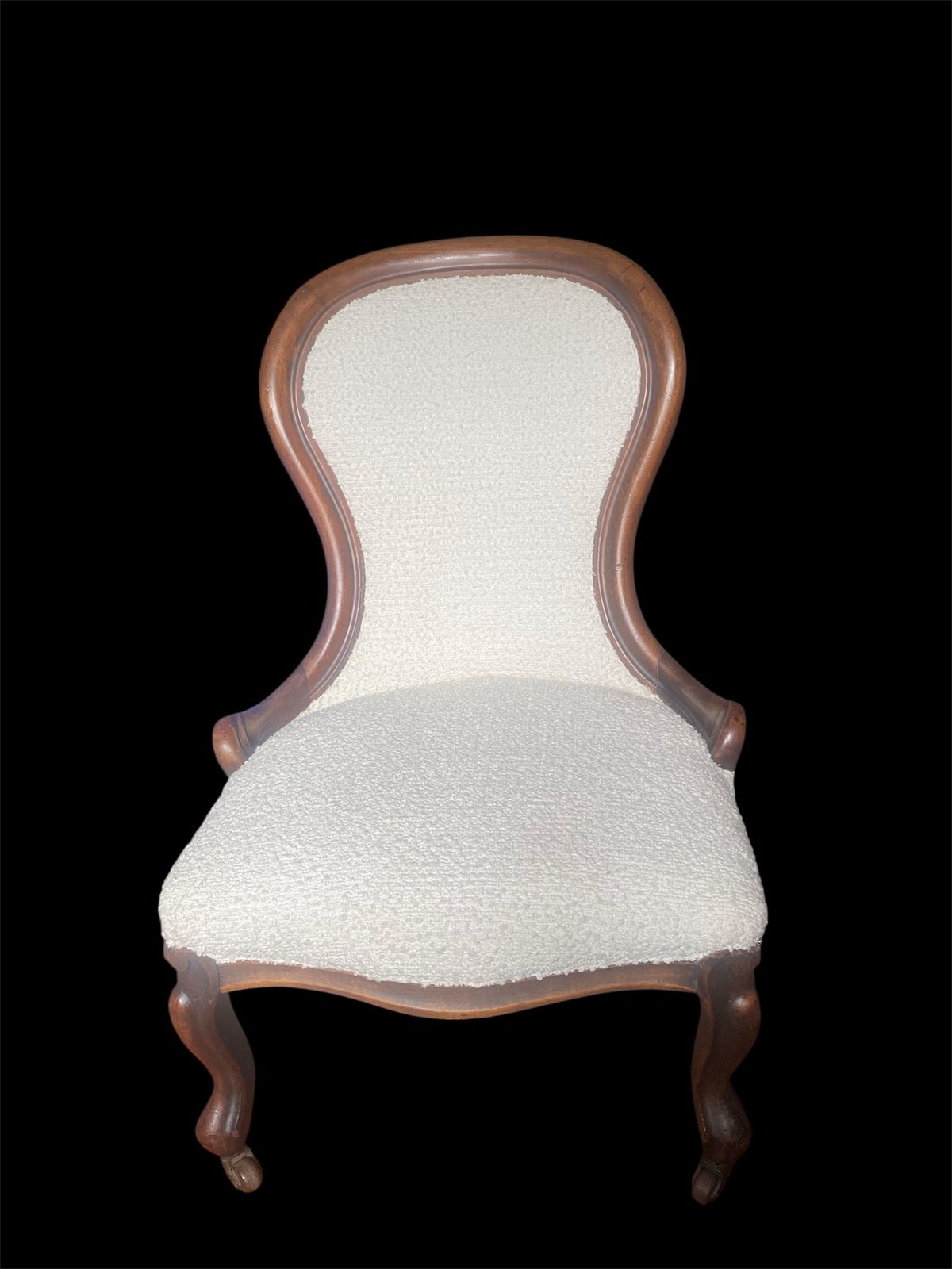 Victorian Mahogany Nursing Chair In Ivory Boucle photo for sale