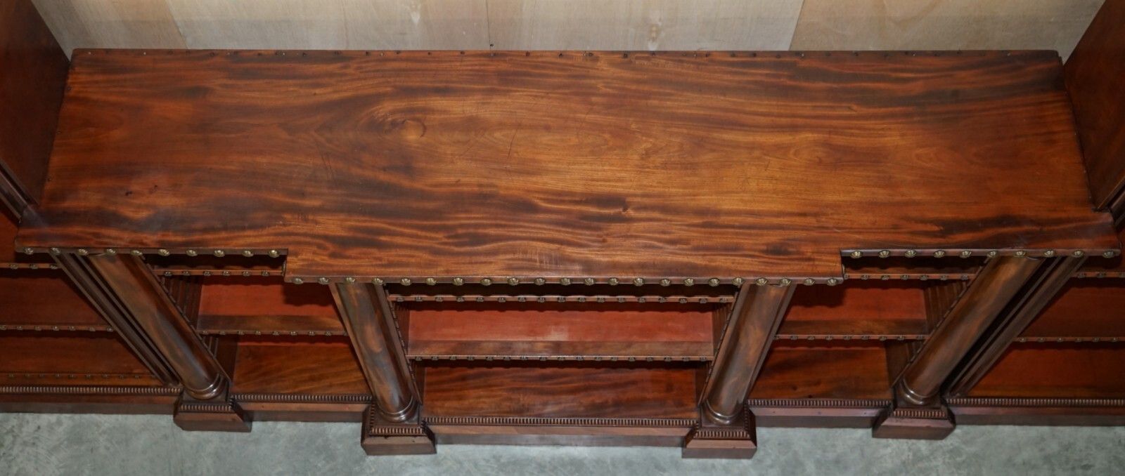 Important Antique William IV 1830 3.5 Meter Wide Library Bookcase Brass Gallery photo 12000.0