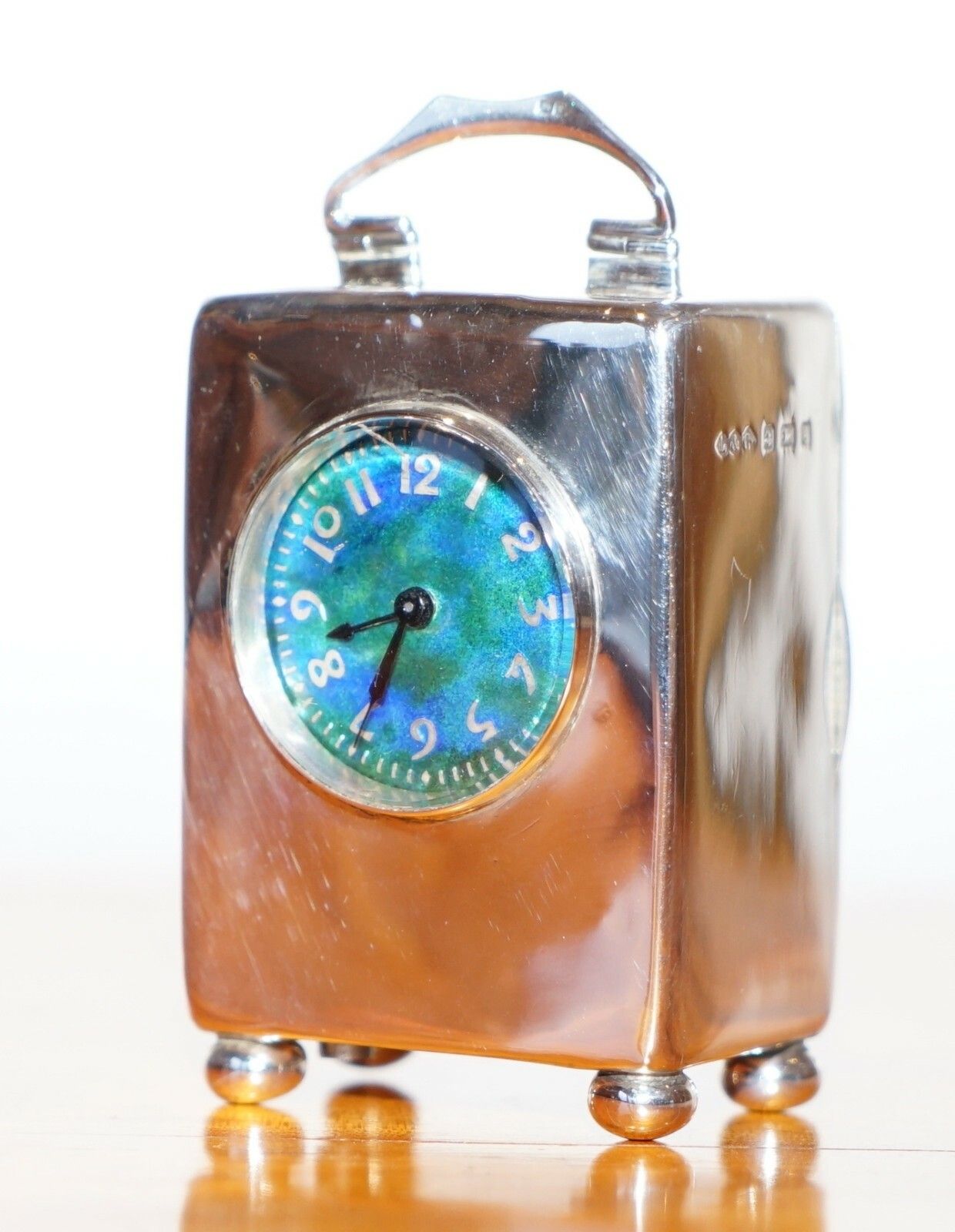 Sterling Silver Enamel Liberty's London Archibald Knox Miniature Carriage Clock photo furniture