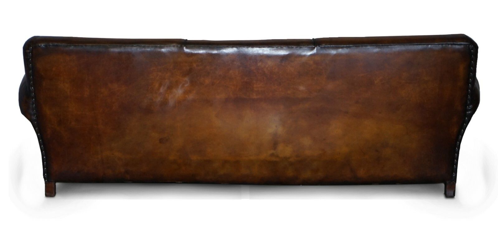 10000.0 Restored Hand Dyed Brown Leather Antique Victorian 3 4 Seat Sofa Feather Seats photo