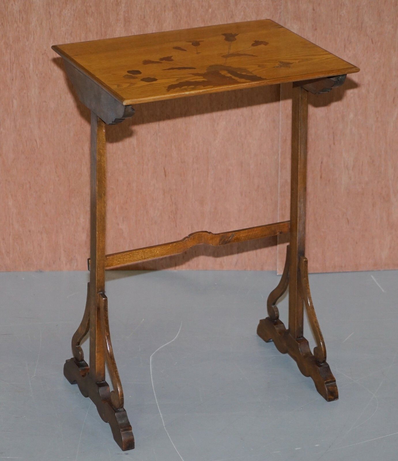 Extremely Rare Nest Of Four Emile Galle Specimen Wood Tables Art Nouveau 4 photo vintage