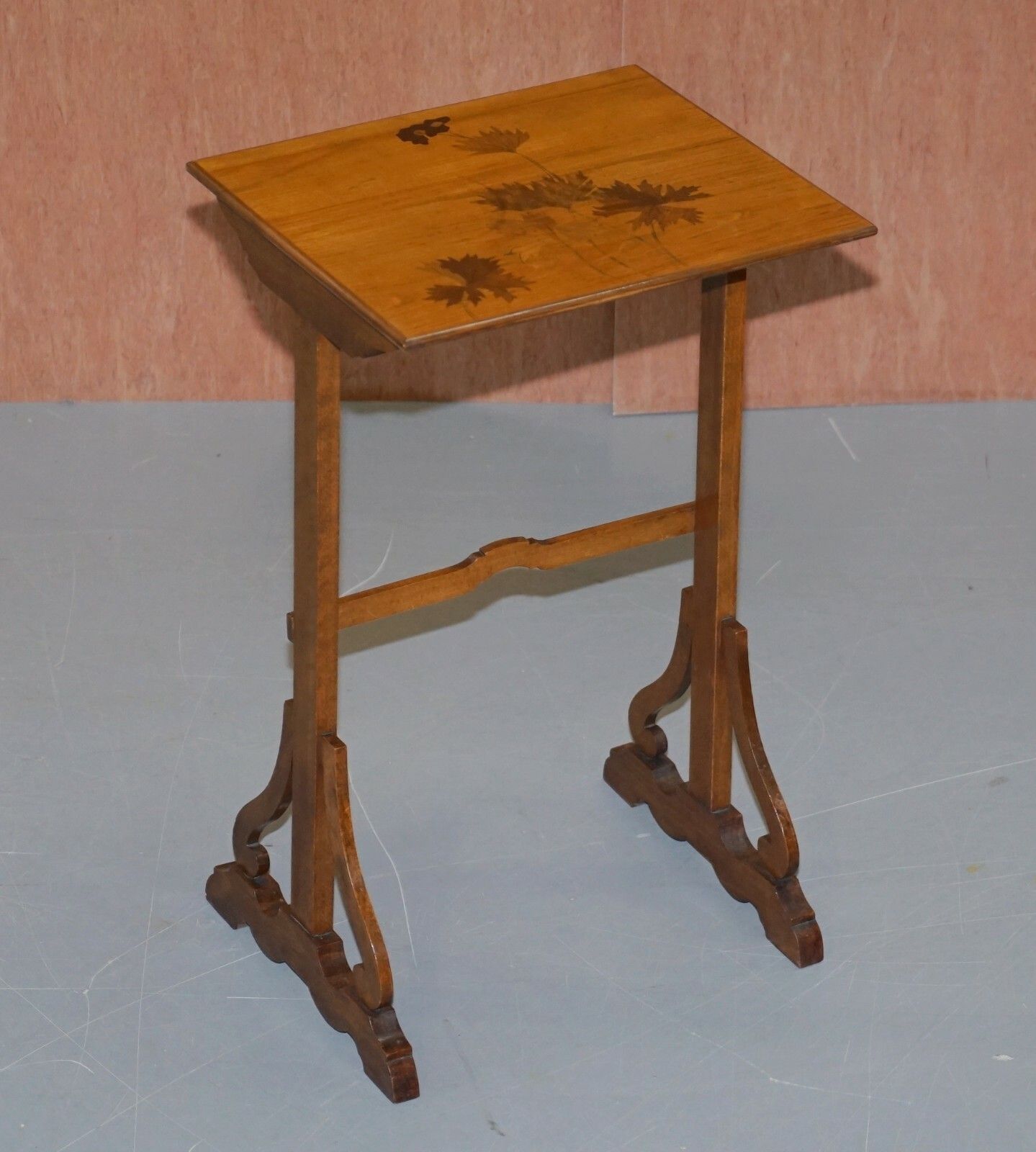 photo for sale Extremely Rare Nest Of Four Emile Galle Specimen Wood Tables Art Nouveau 4