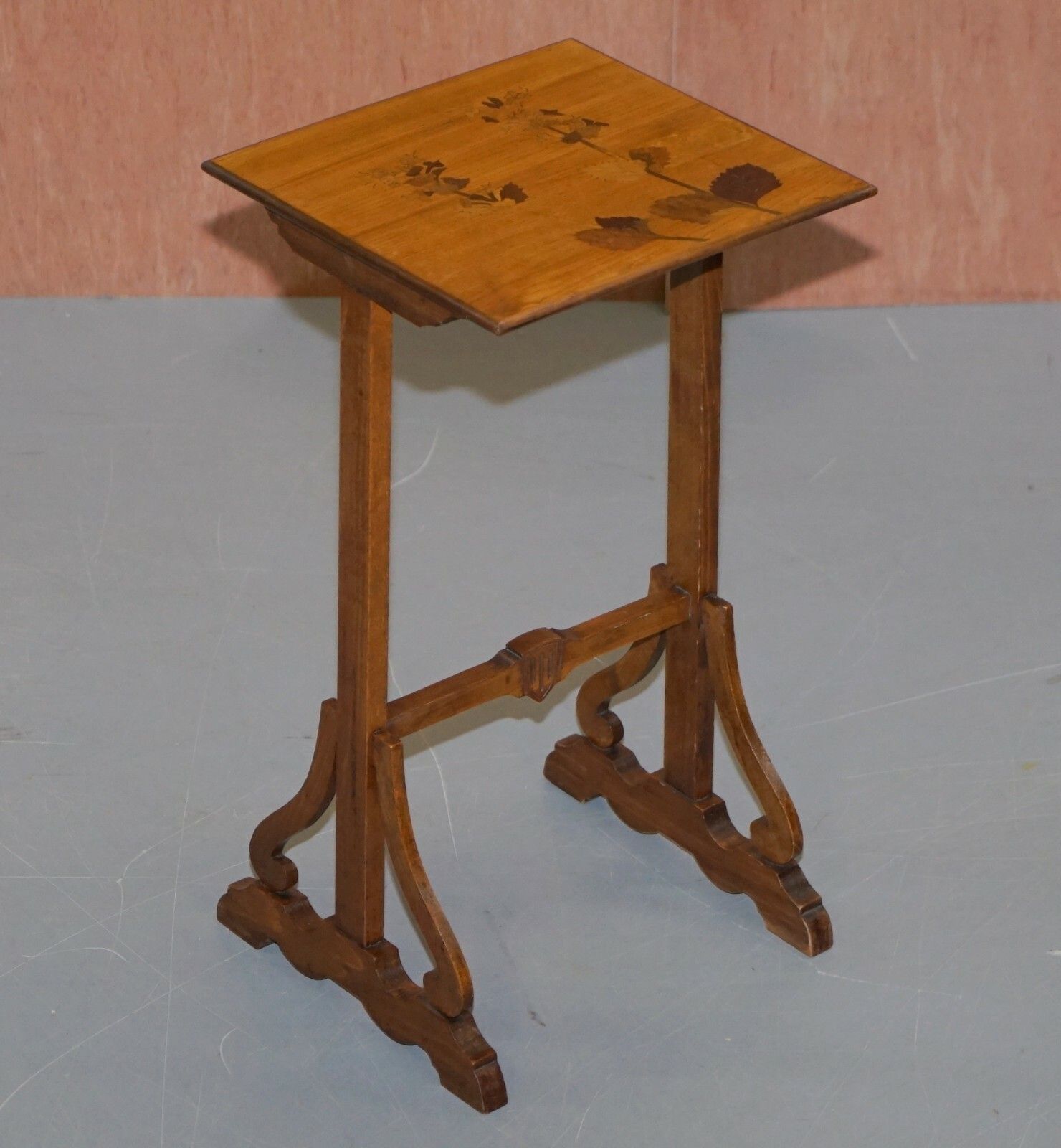 Furniture Extremely Rare Nest Of Four Emile Galle Specimen Wood Tables Art Nouveau 4 photo