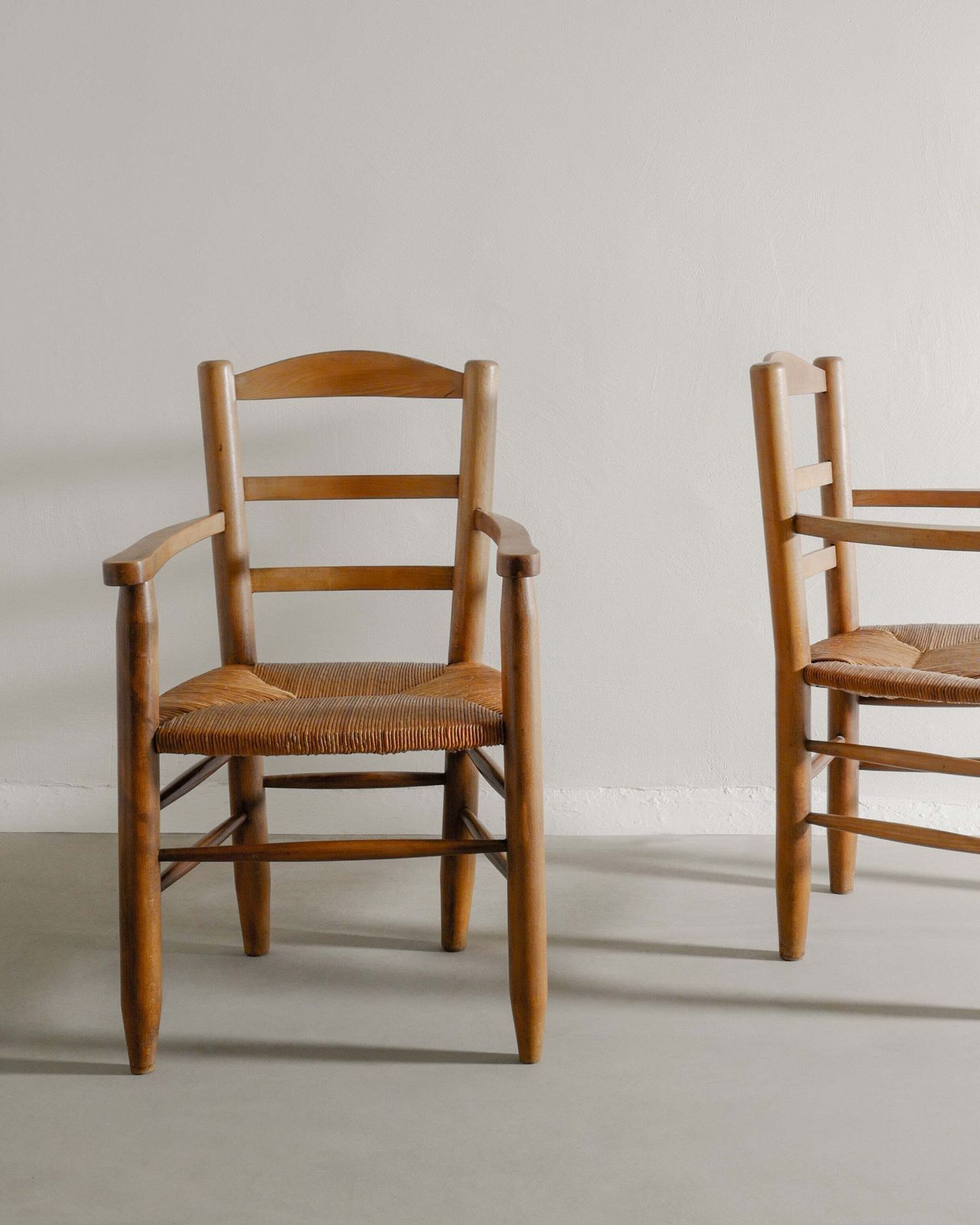 French Wooden Armchairs In Elm, 1950s photo furniture
